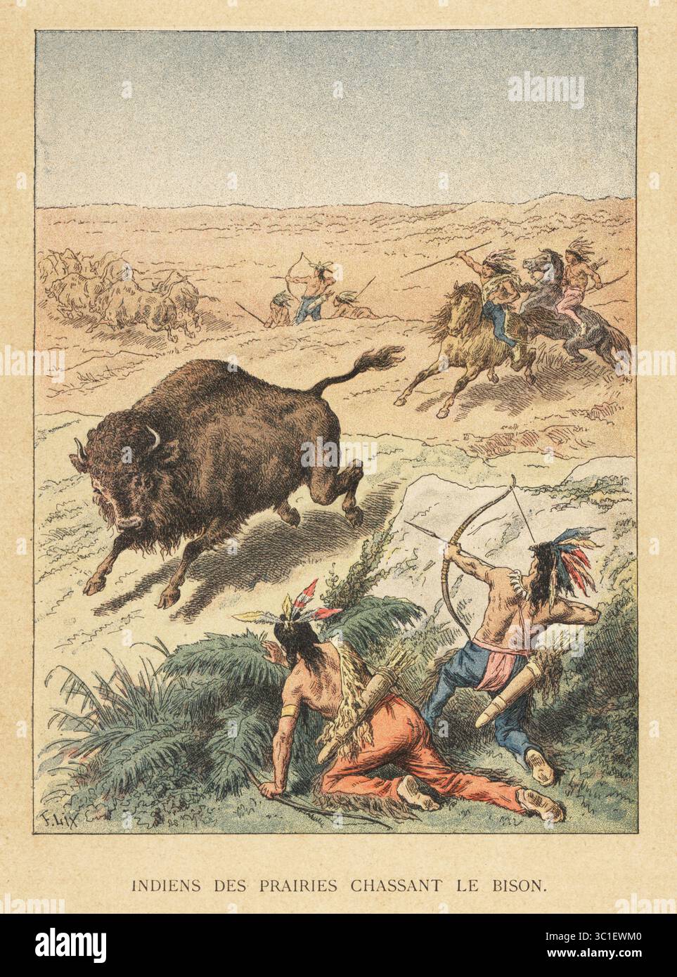 Indian Bison Riding Indian Bison Hunt Artwork