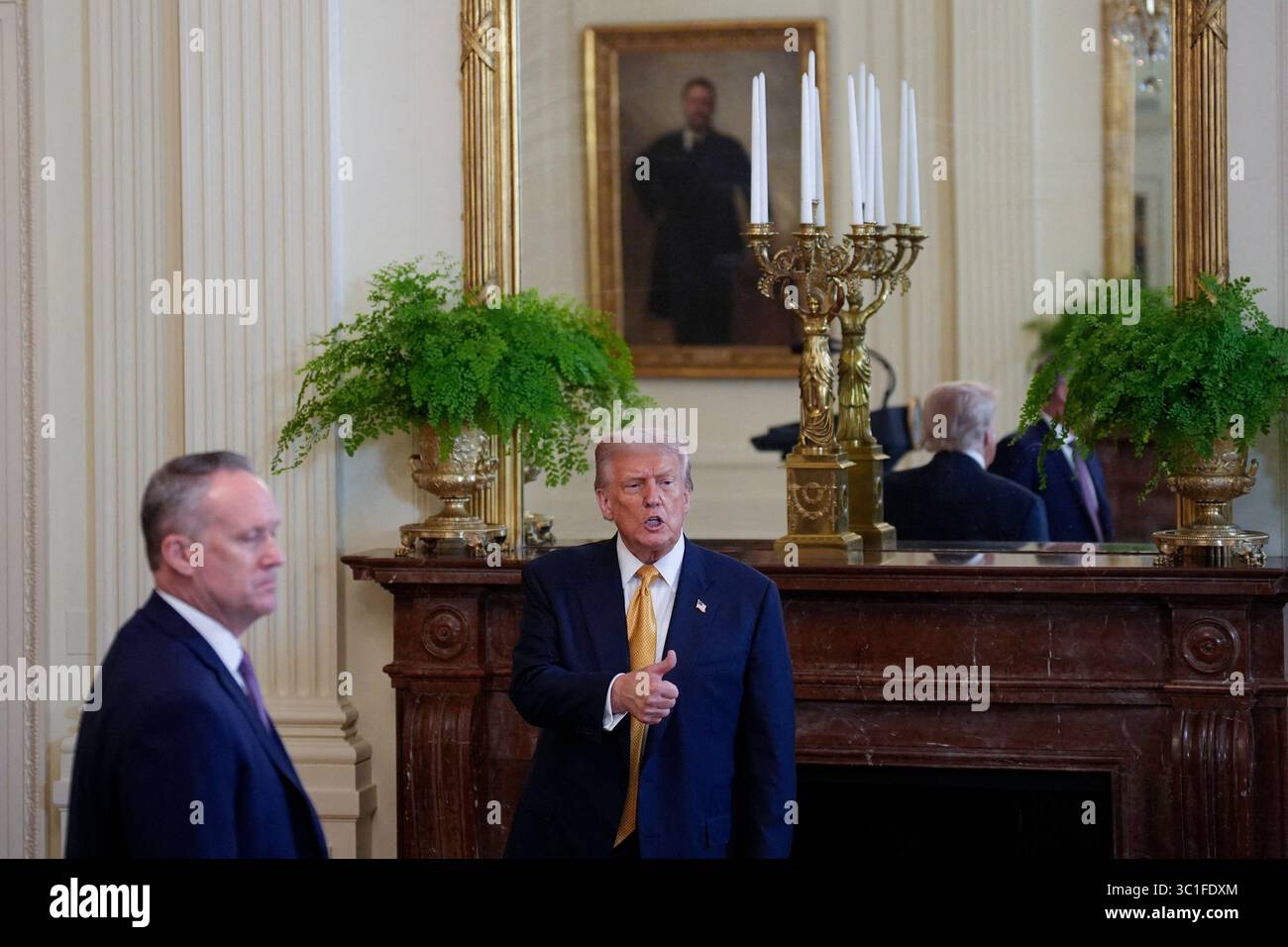 US President Donald Trump participates in a reception with Republican ...