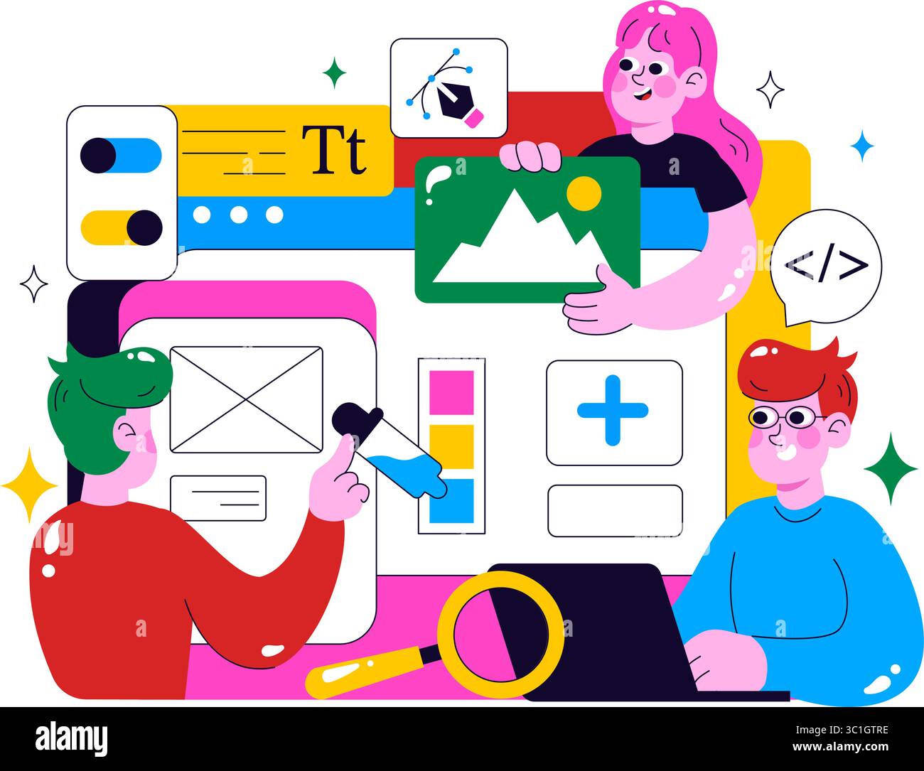 Ui Ux Design Vector Illustration Featuring Application and Software ...