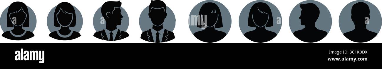 Set of People Profile Avatar Silhouette Icons Stock Vector Image & Art ...