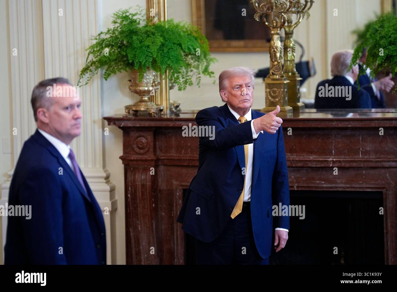 United States President Donald J Trump participates in a reception with ...