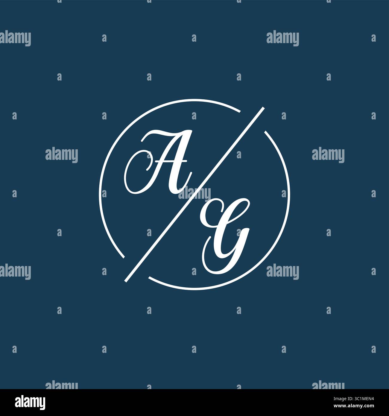Initial letter AG logo monogram with circle line style vector graphic vector graphic Stock Vector