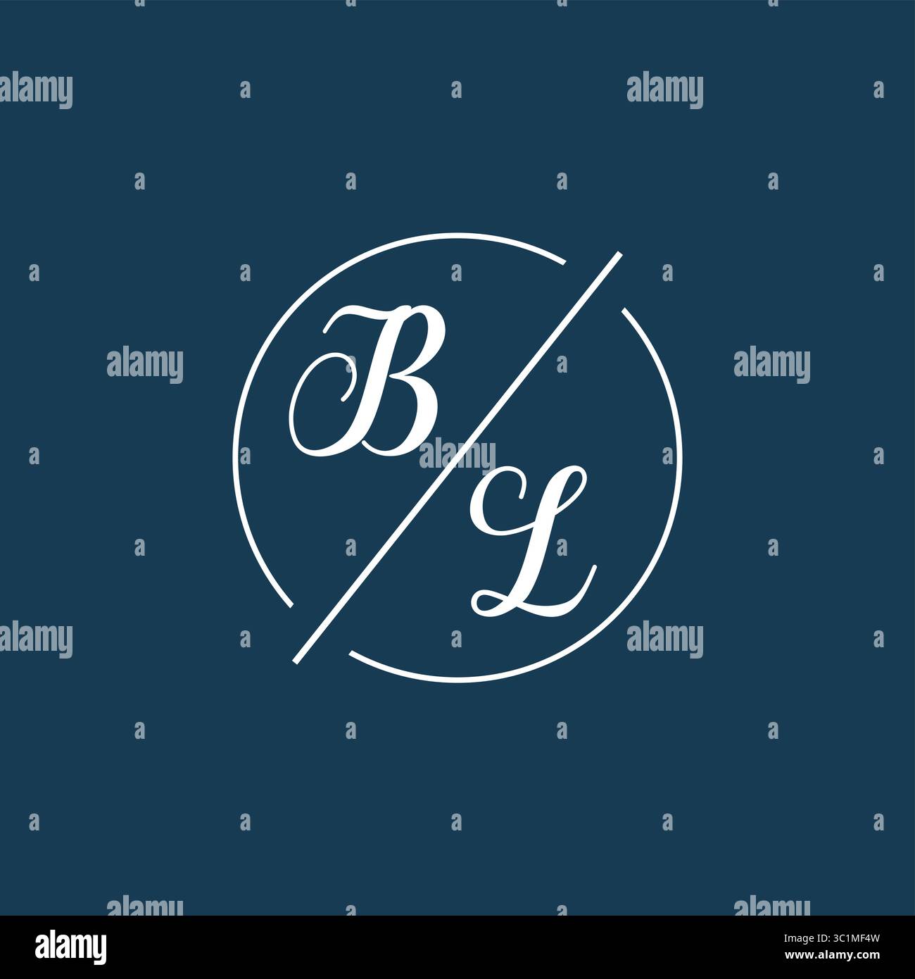 Initial letter BL logo monogram with circle line style vector graphic vector graphic Stock Vector