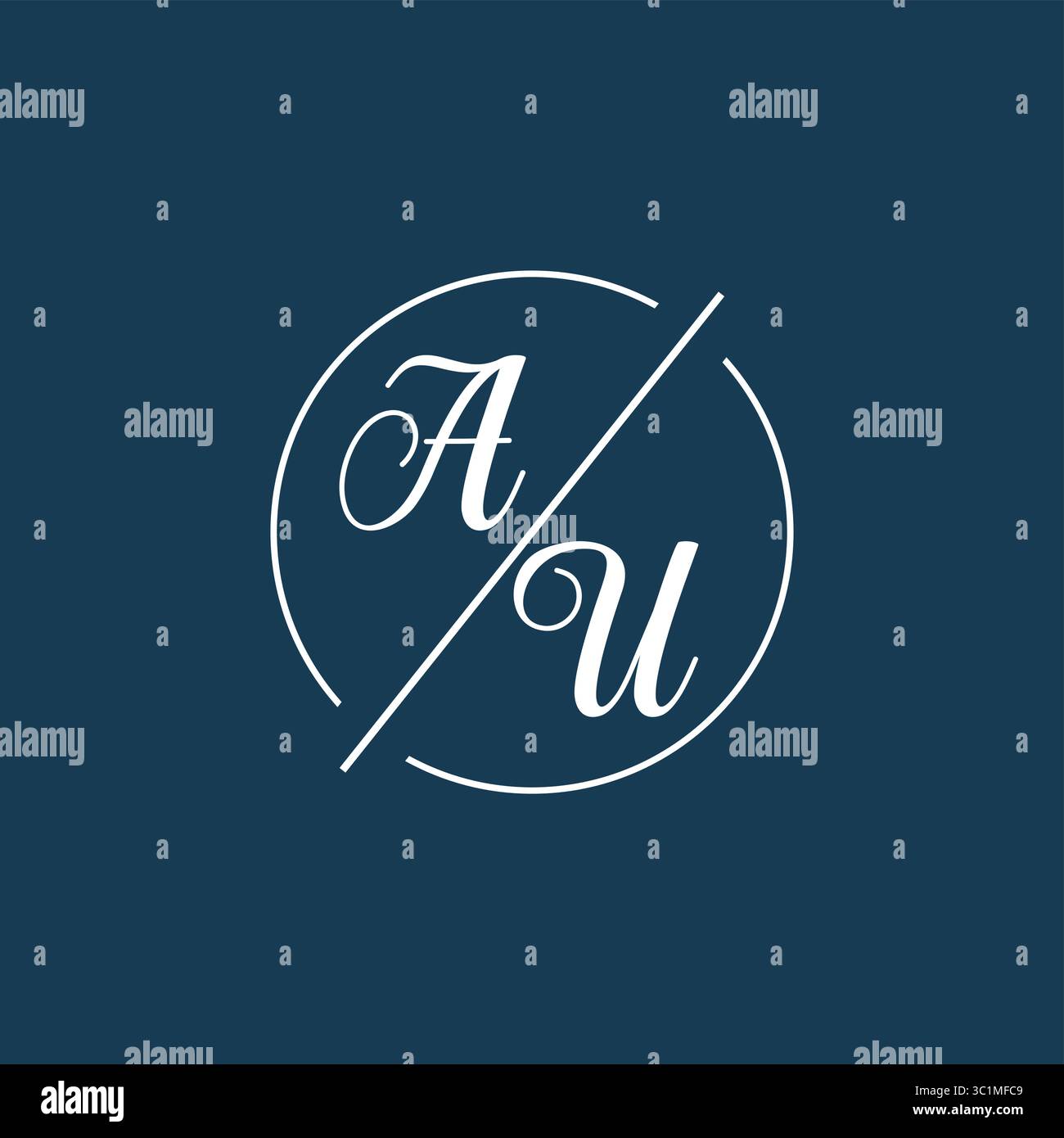 Initial letter AU logo monogram with circle line style vector graphic vector graphic Stock Vector