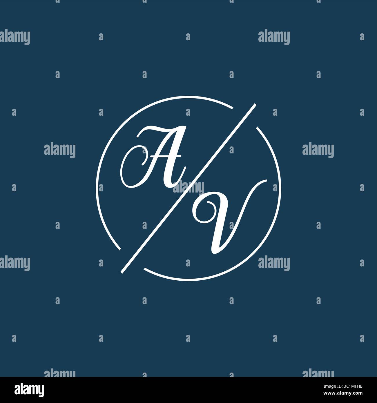 Initial letter AV logo monogram with circle line style vector graphic vector graphic Stock Vector
