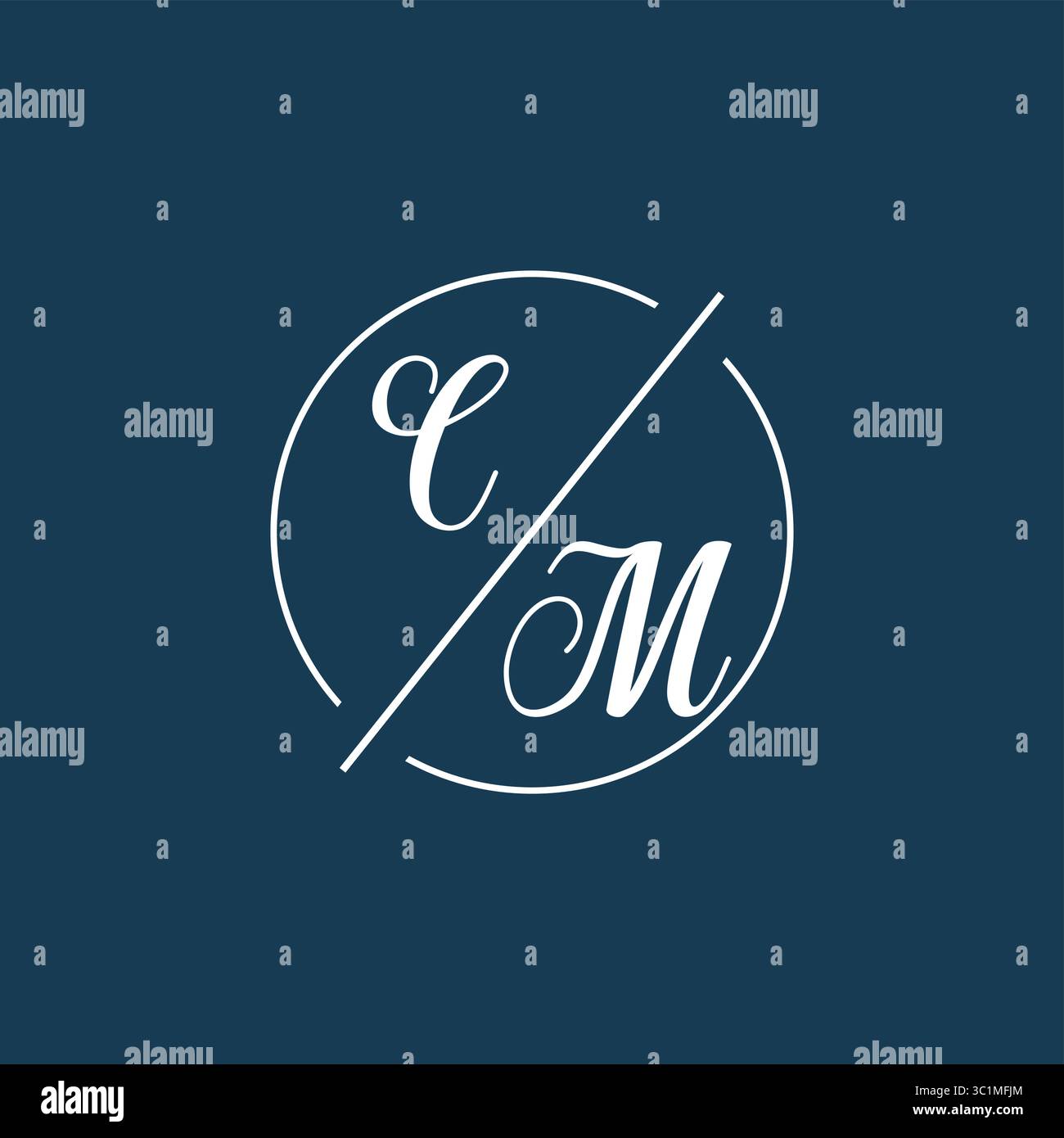 Initial letter CM logo monogram with circle line style vector graphic vector graphic Stock Vector