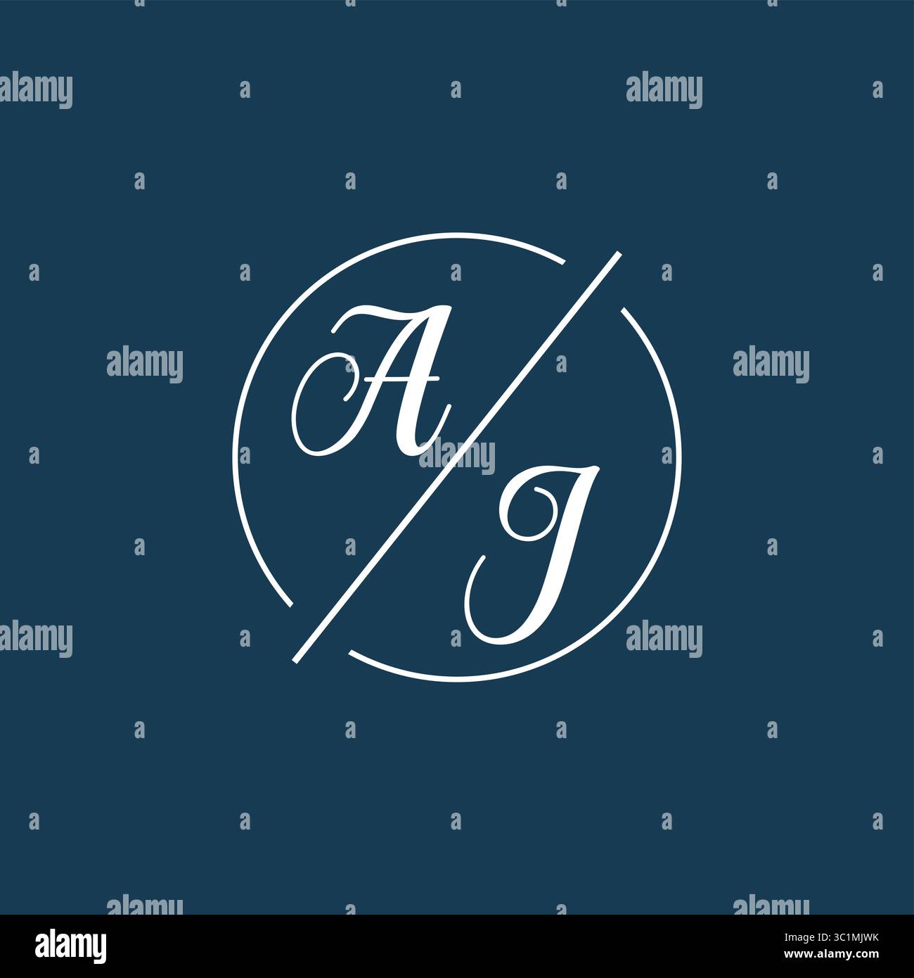 Initial letter AJ logo monogram with circle line style vector graphic vector graphic Stock Vector