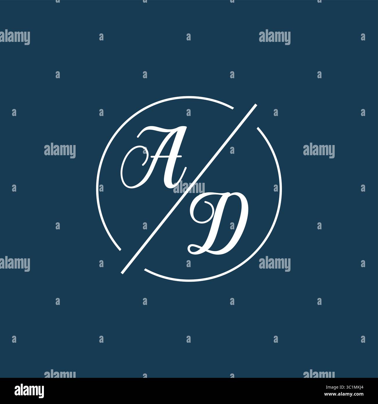 Initial letter AD logo monogram with circle line style vector graphic vector graphic Stock Vector