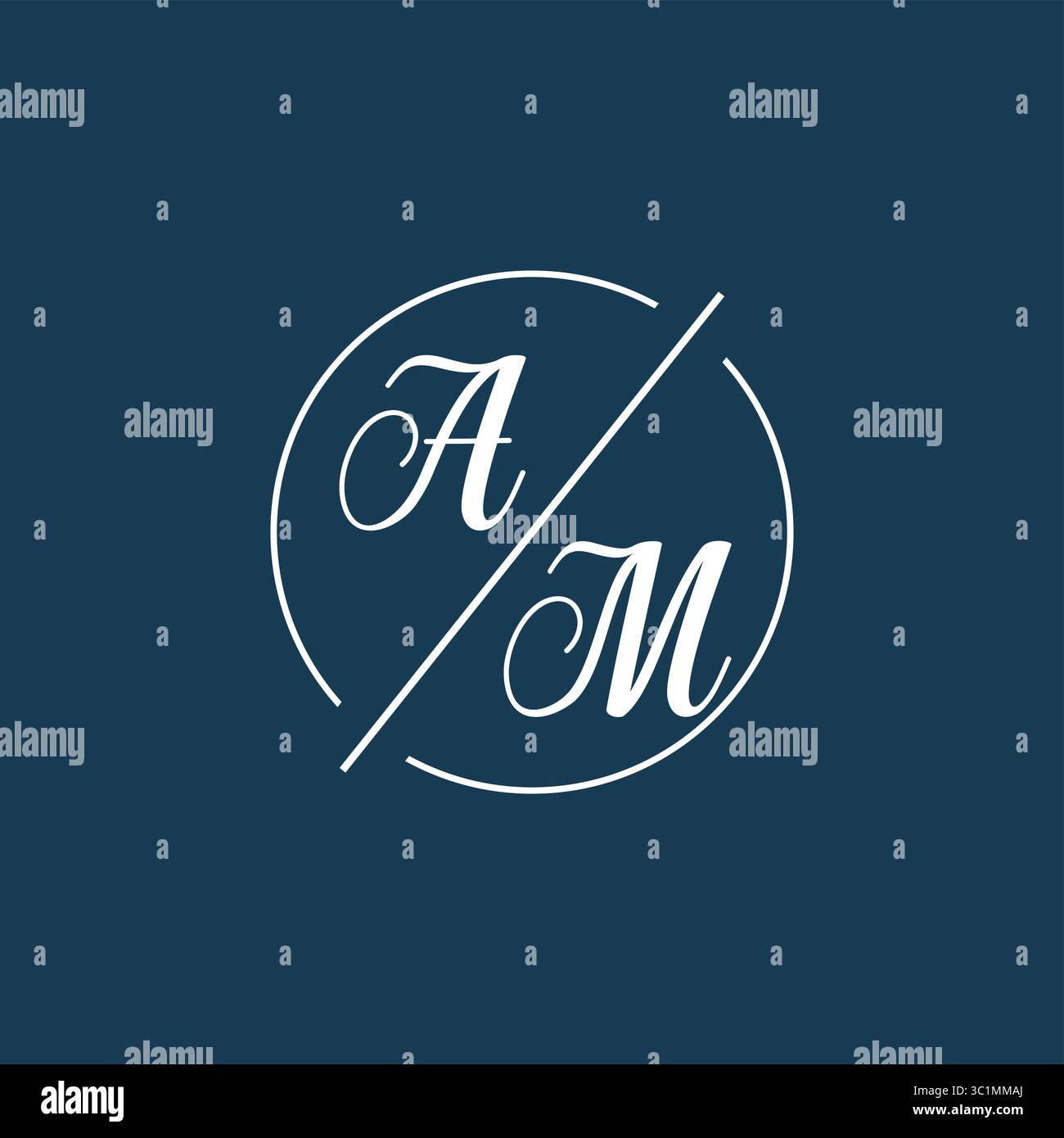 Initial letter AM logo monogram with circle line style vector graphic vector graphic Stock Vector