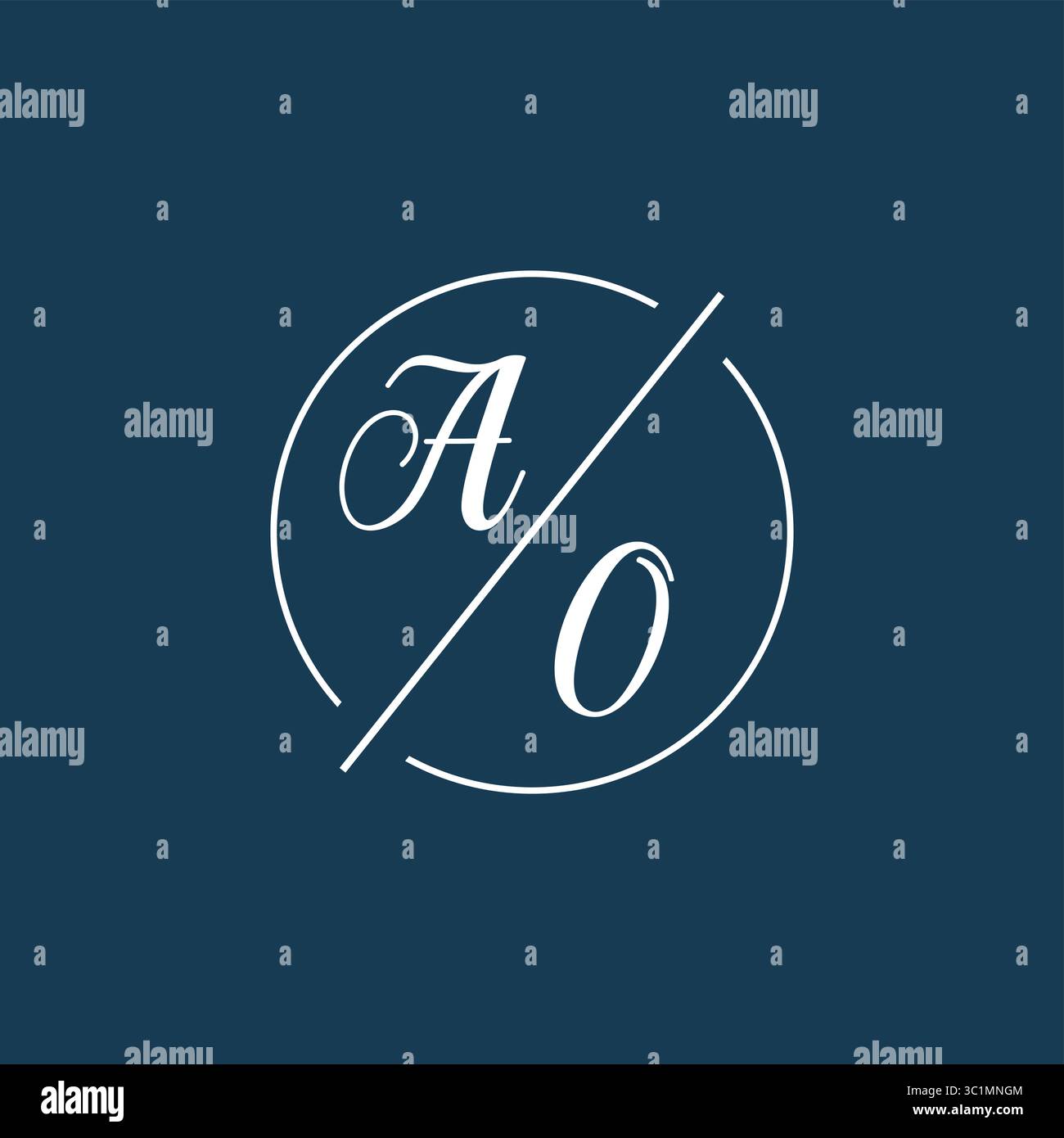 Initial letter AO logo monogram with circle line style vector graphic vector graphic Stock Vector