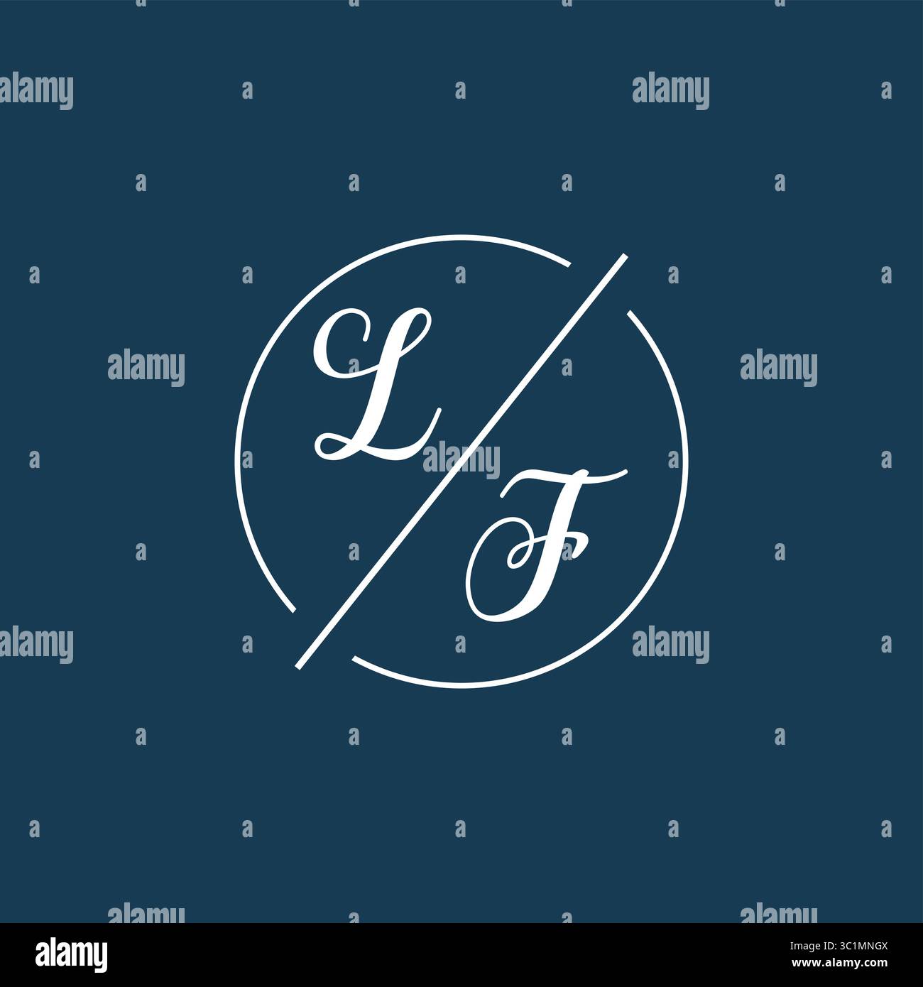 Initial letter LF logo monogram with circle line style vector graphic vector graphic Stock Vector