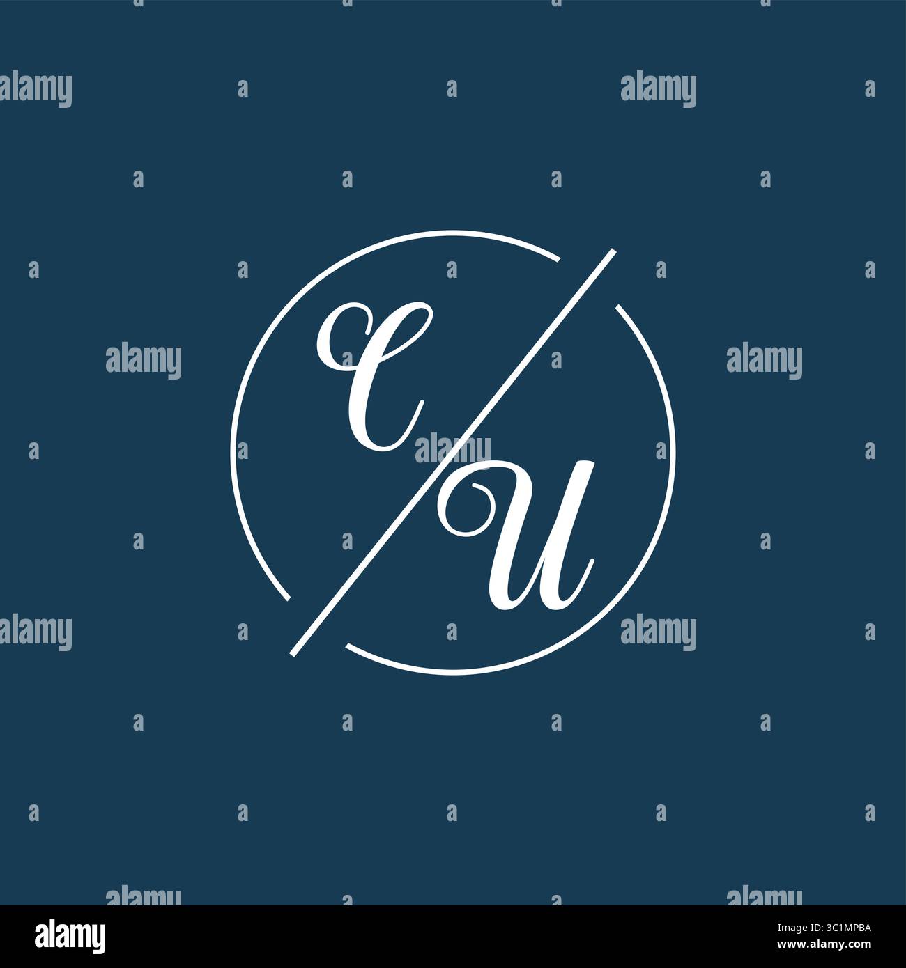 Initial letter CU logo monogram with circle line style vector graphic vector graphic Stock Vector