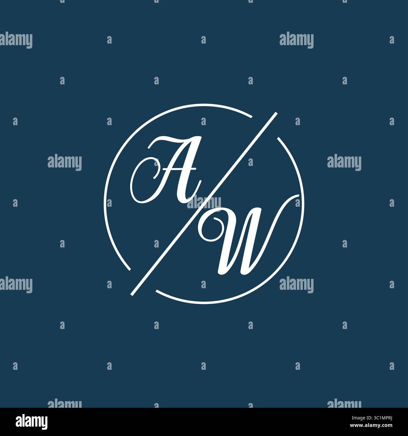 Initial letter AW logo monogram with circle line style vector graphic vector graphic Stock Vector
