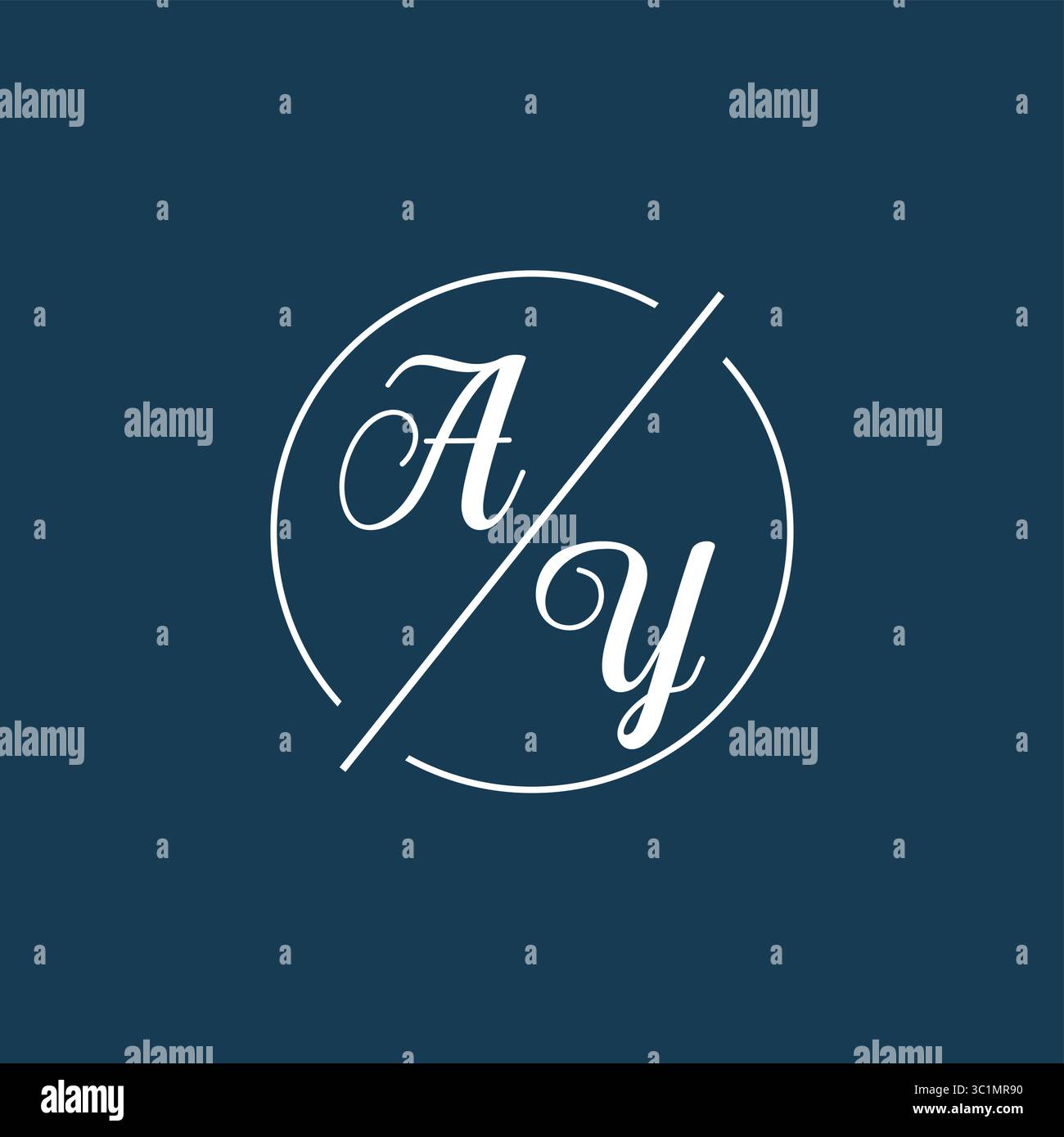 Initial letter AY logo monogram with circle line style vector graphic vector graphic Stock Vector