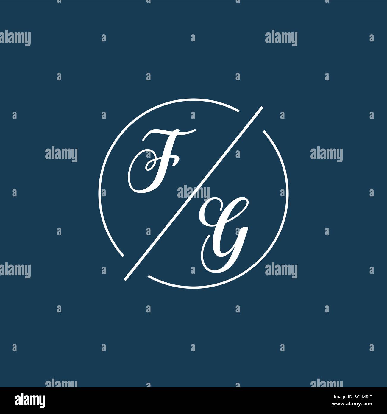 Initial letter FG logo monogram with circle line style vector graphic vector graphic Stock Vector