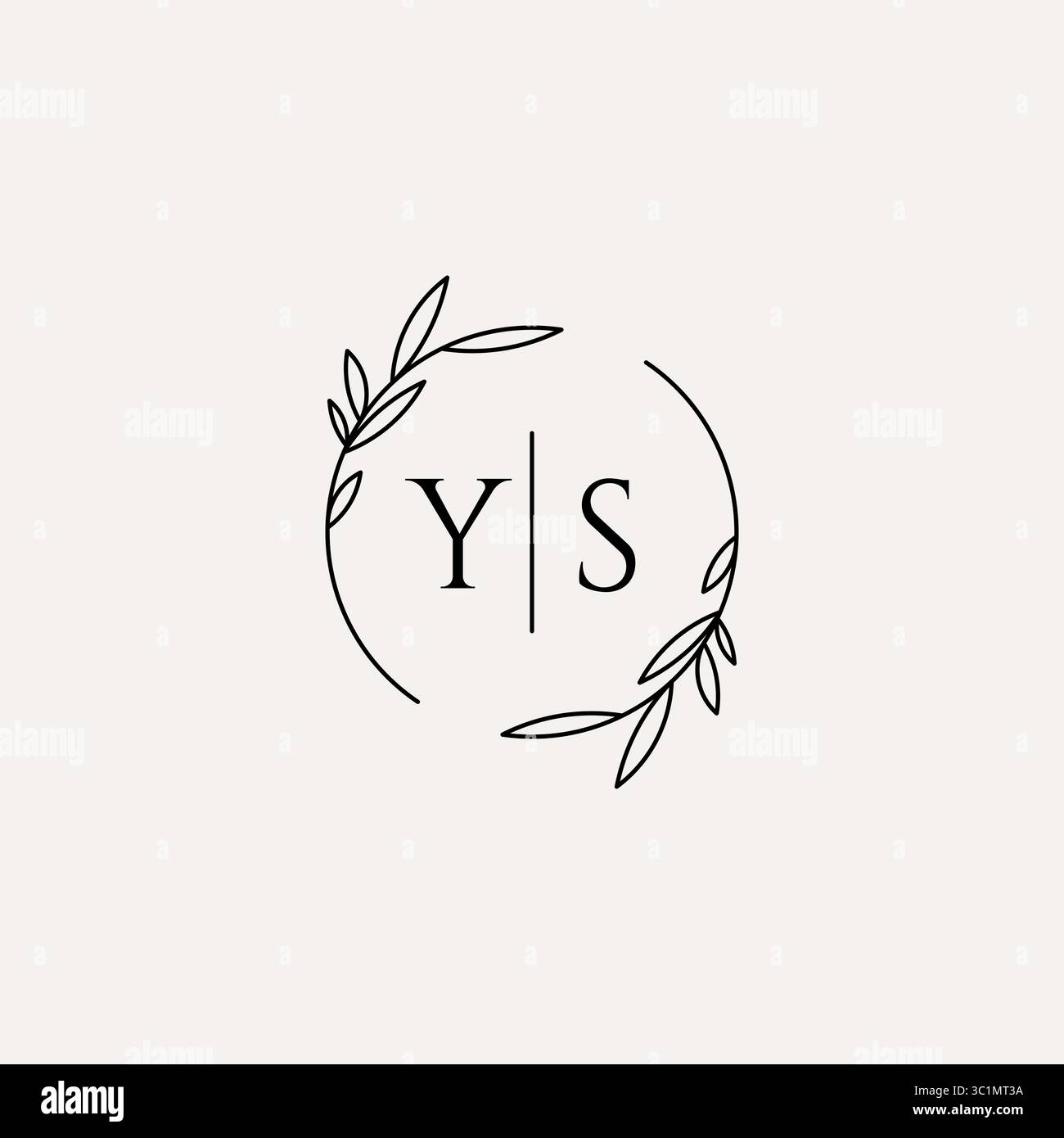 Letter YS wedding monogram logo design with simple natural circle leaf frame vector graphic Stock Vector