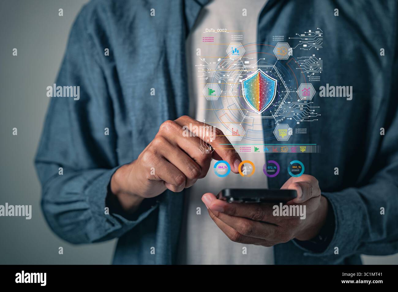 Cybersecurity shield protecting data systems hi-res stock photography ...