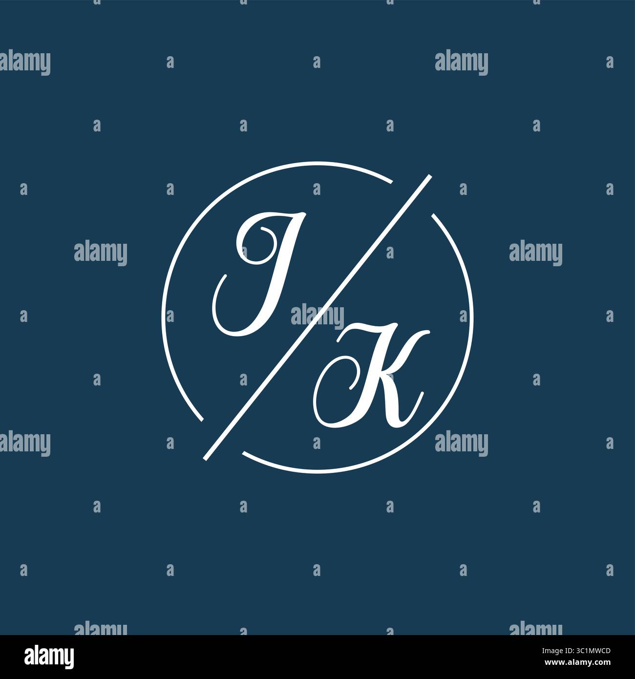Initial letter JK logo monogram with circle line style vector graphic vector graphic Stock Vector