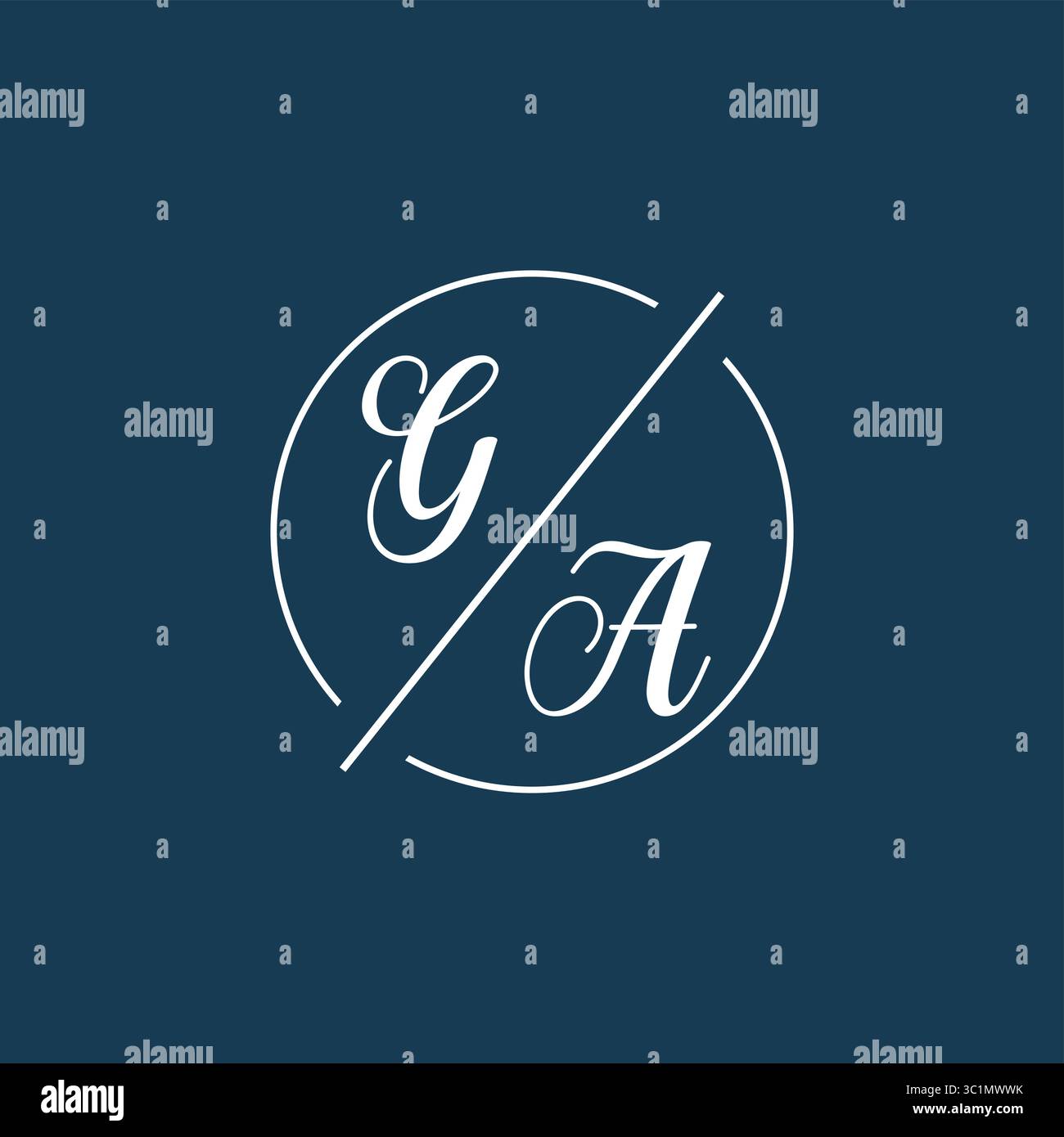 Initial letter GA logo monogram with circle line style vector graphic vector graphic Stock Vector