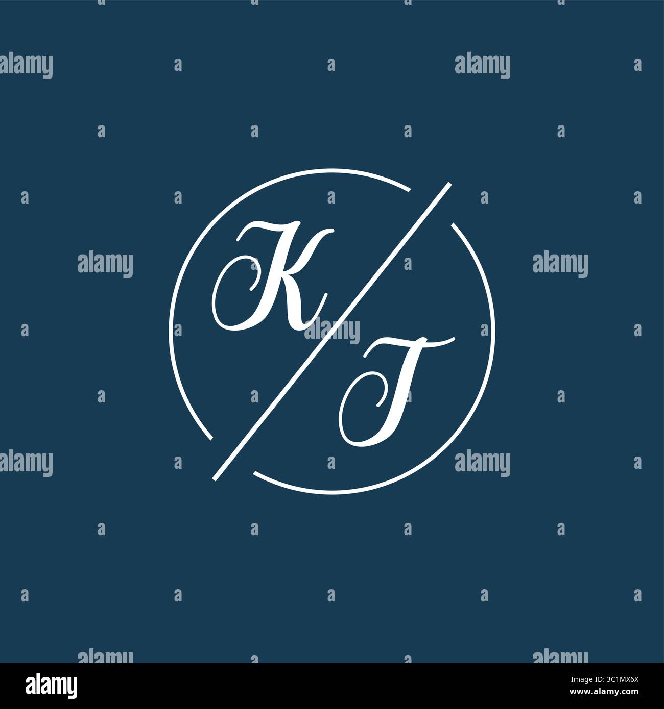 Initial letter KT logo monogram with circle line style vector graphic ...