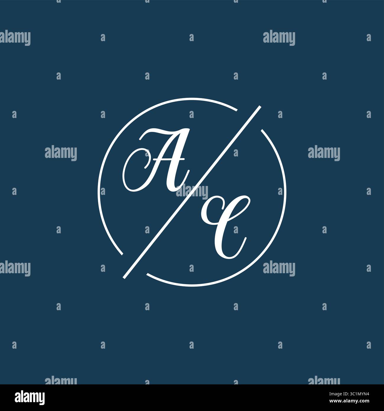 Initial letter AC logo monogram with circle line style vector graphic vector graphic Stock Vector