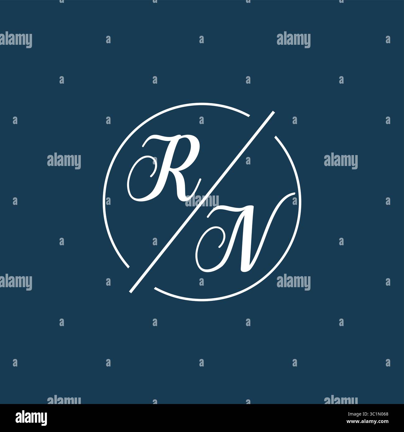 Initial letter RN logo monogram with circle line style vector graphic vector graphic Stock Vector