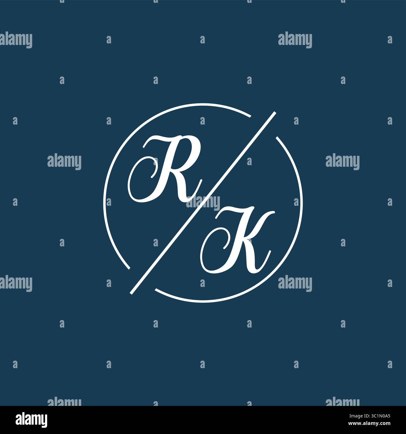 Initial letter RK logo monogram with circle line style vector graphic vector graphic Stock Vector