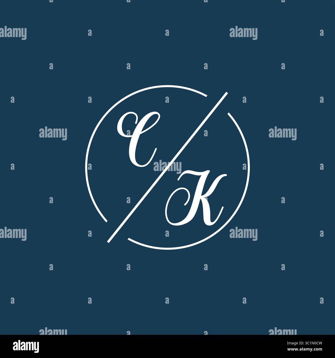 Initial letter CK logo monogram with circle line style vector graphic vector graphic Stock Vector