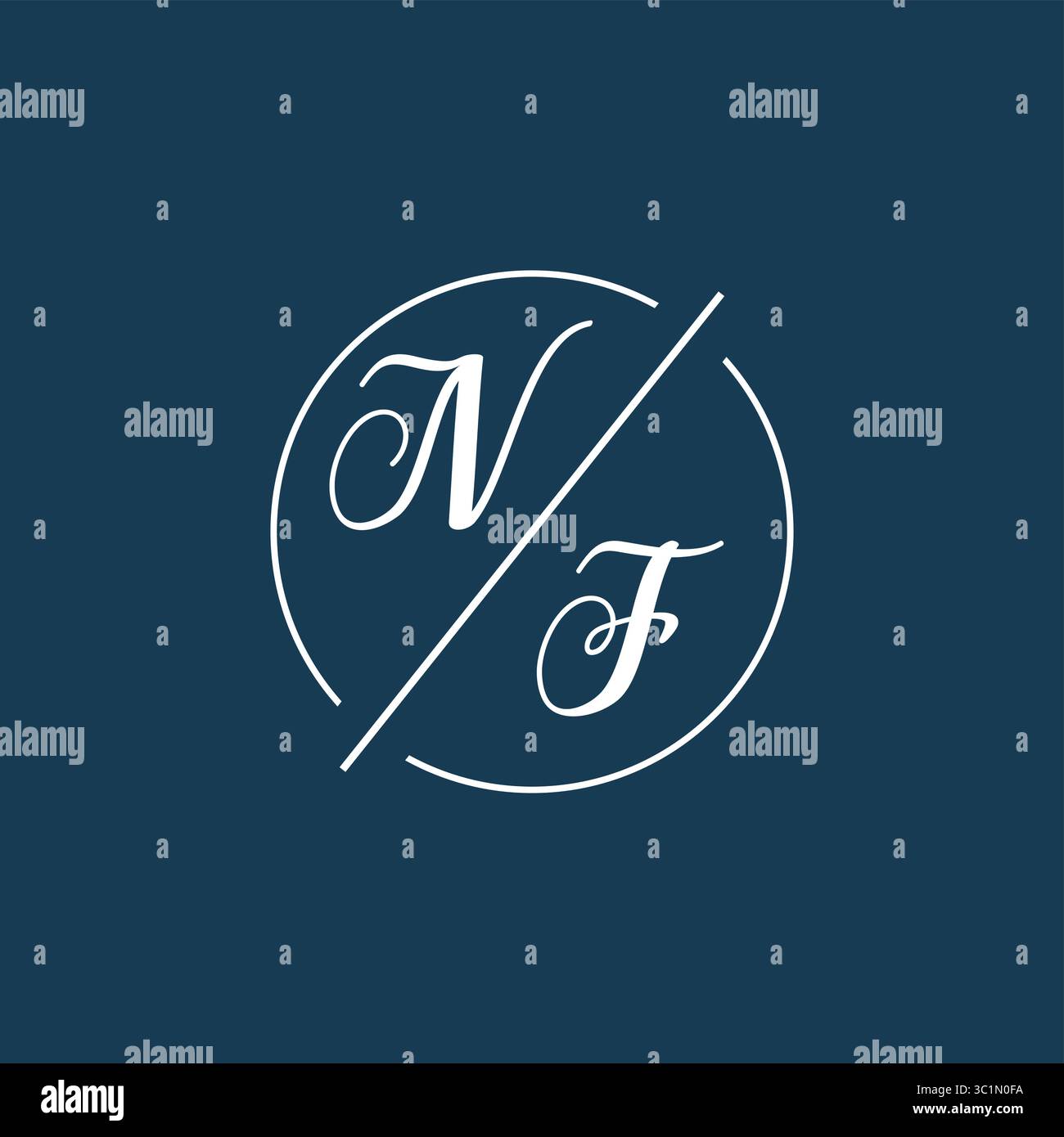Initial letter NF logo monogram with circle line style vector graphic vector graphic Stock Vector