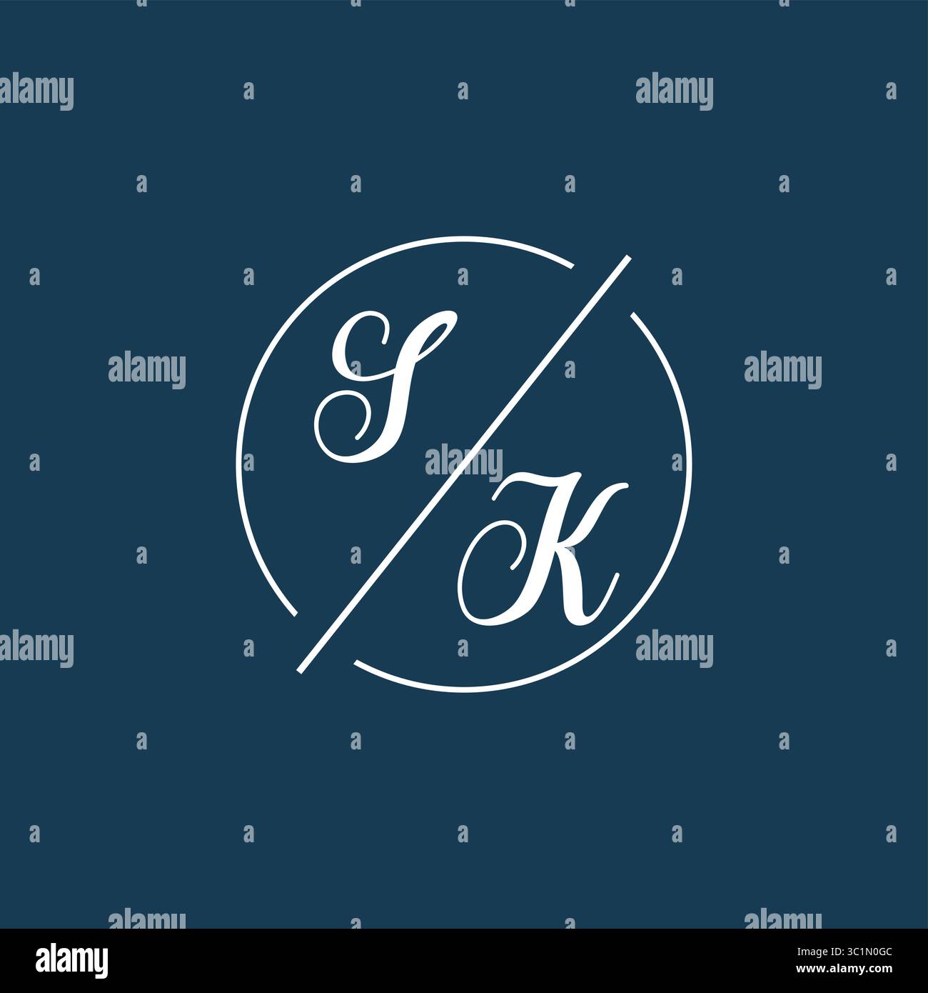 Initial letter SK logo monogram with circle line style vector graphic vector graphic Stock Vector