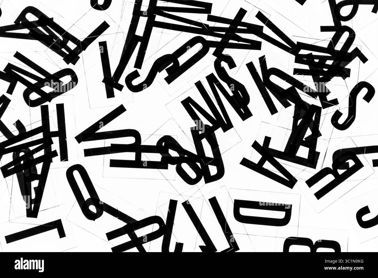 Layout With Black Letters Scattered irregularly On A White Background ...