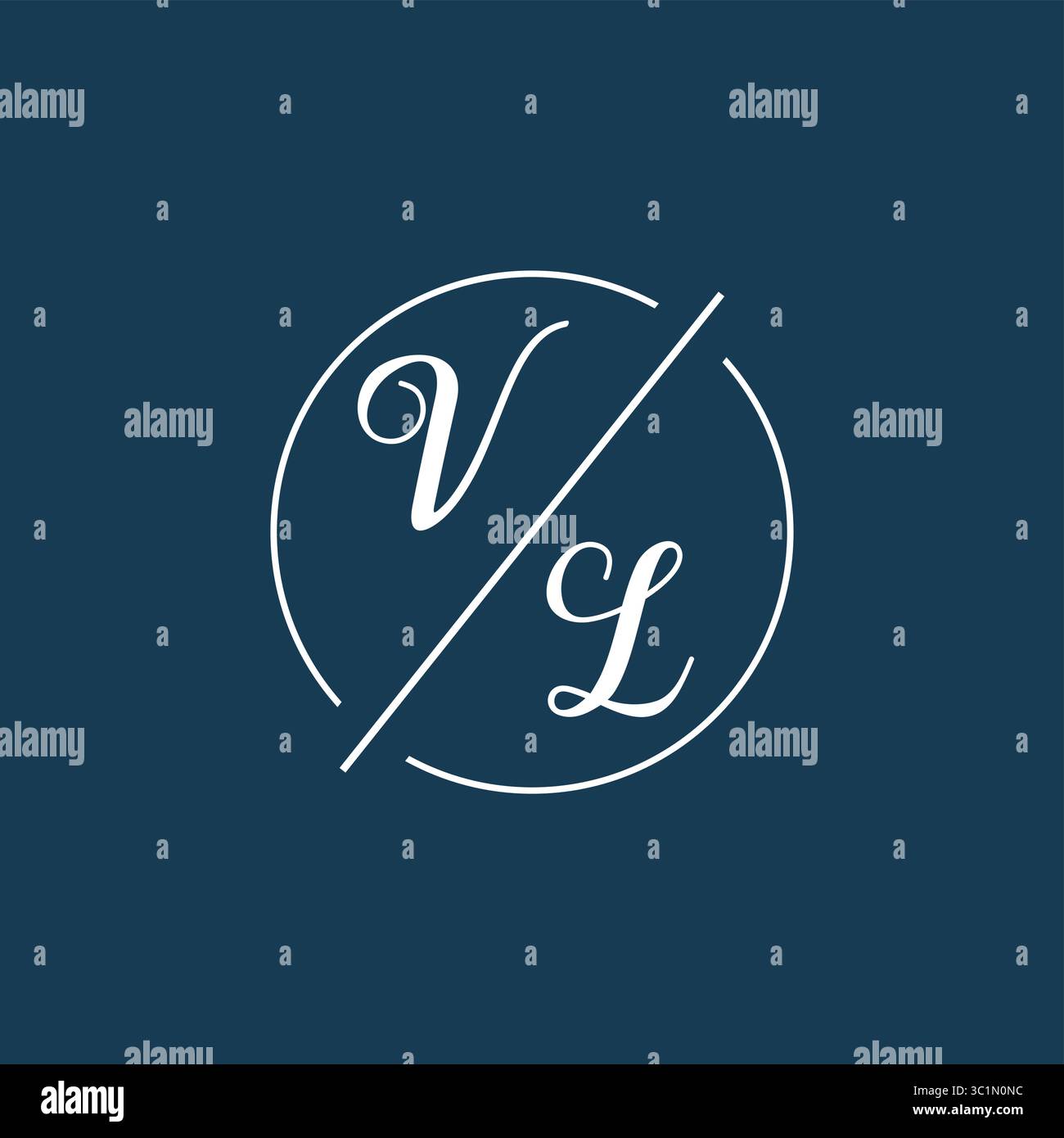 Initial letter VL logo monogram with circle line style vector graphic vector graphic Stock Vector