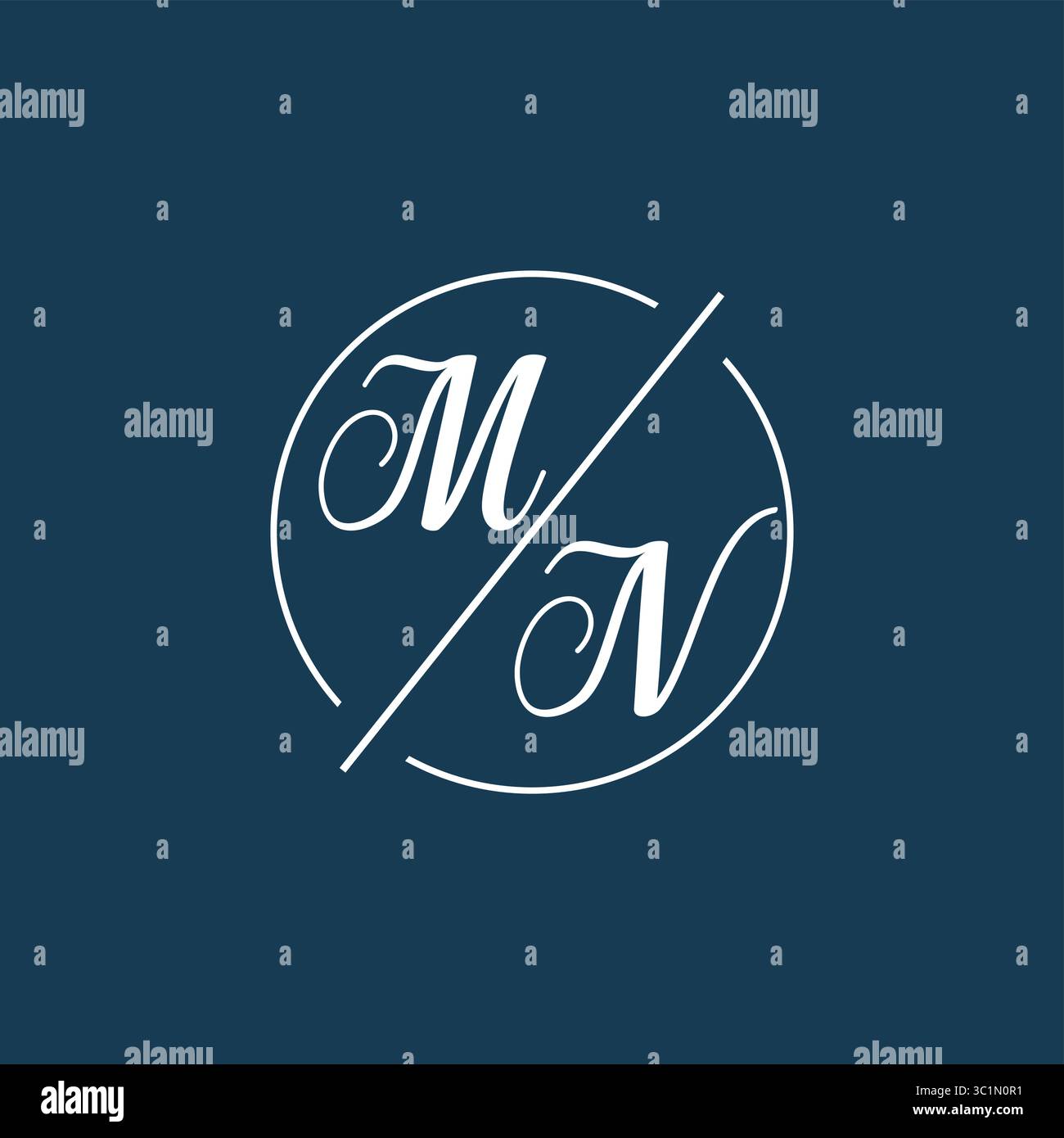 Initial letter MN logo monogram with circle line style vector graphic vector graphic Stock Vector