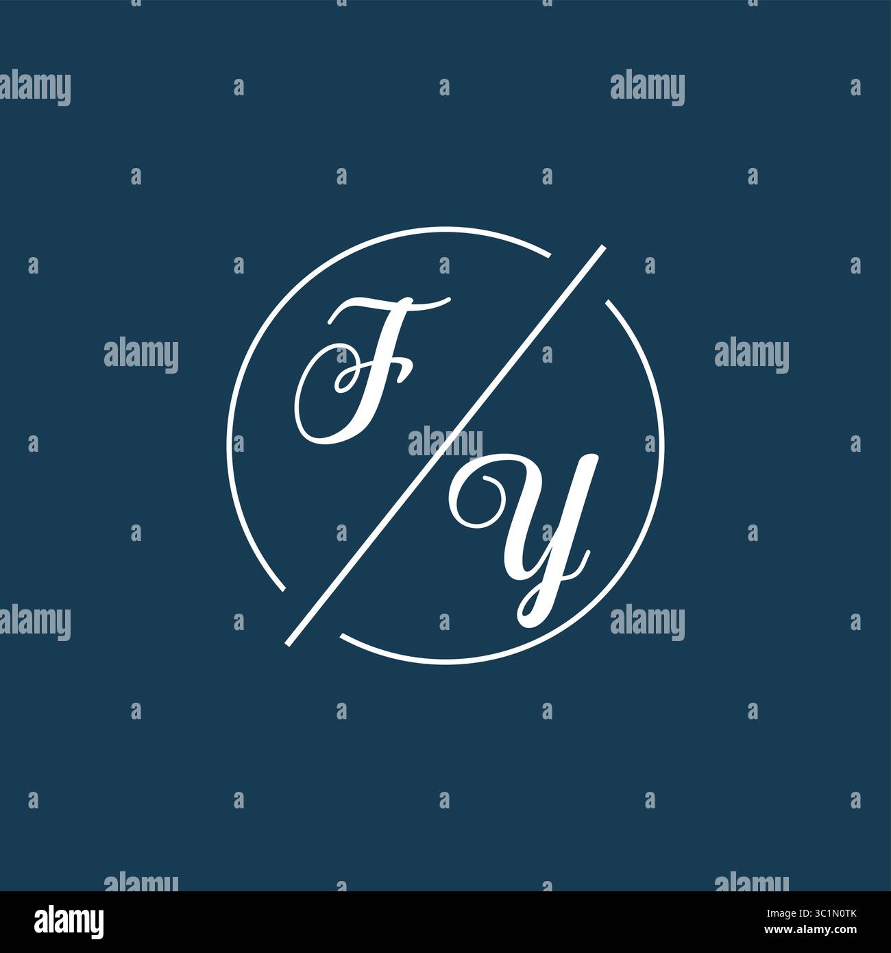 Initial letter FY logo monogram with circle line style vector graphic ...