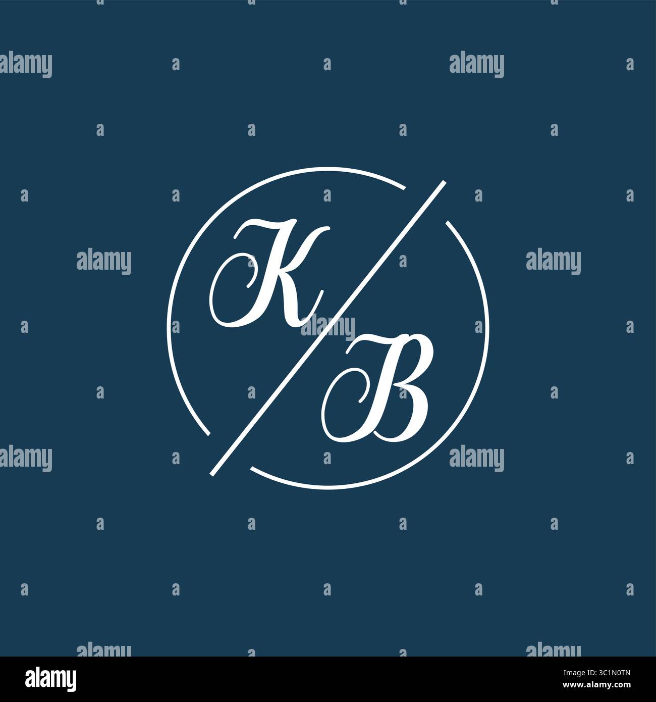 Initial letter KB logo monogram with circle line style vector graphic vector graphic Stock Vector