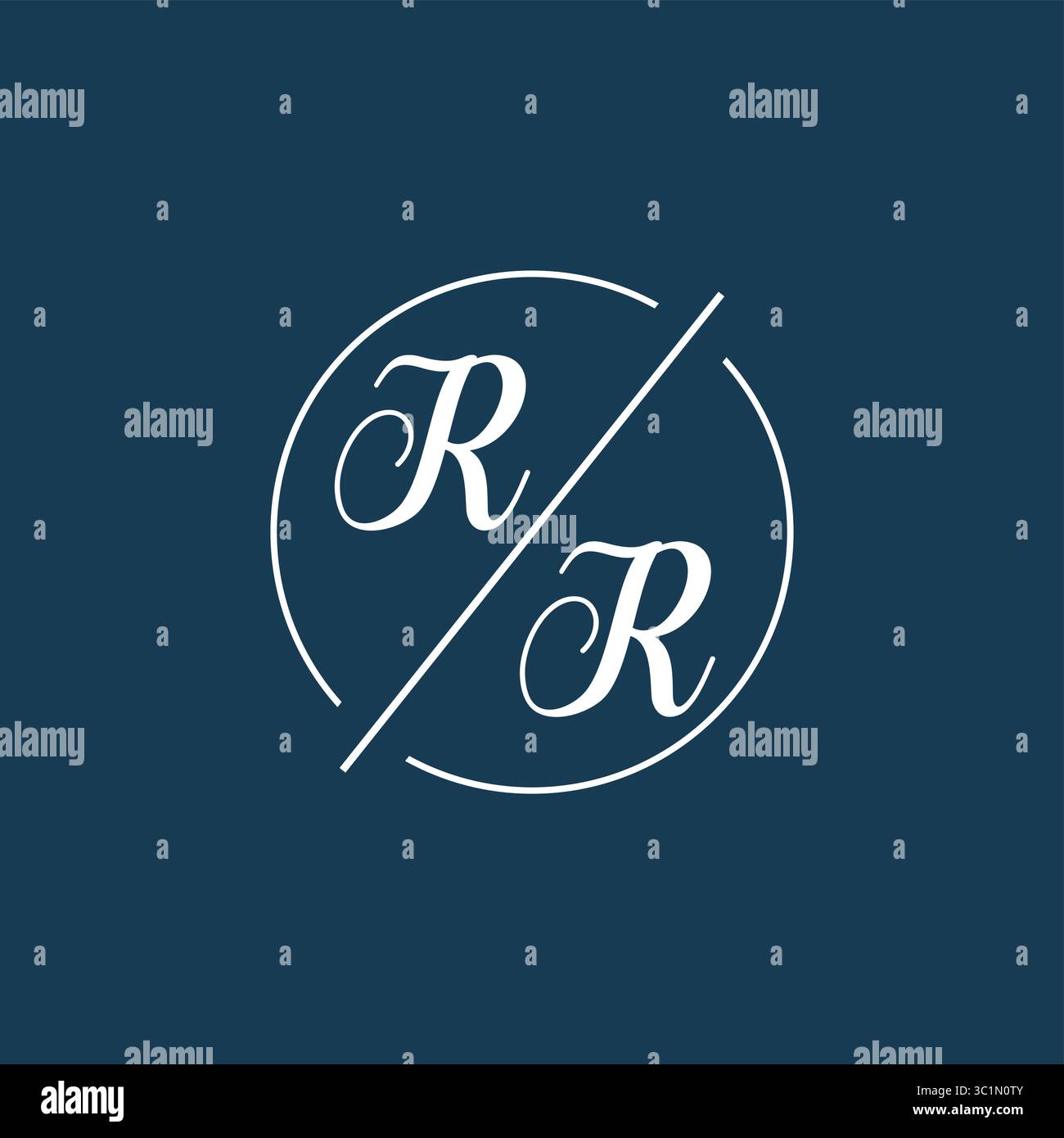 Initial letter RR logo monogram with circle line style vector graphic vector graphic Stock Vector