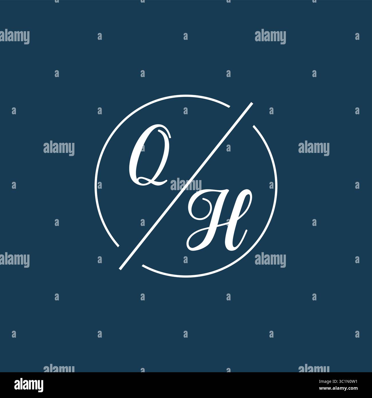 Initial letter QH logo monogram with circle line style vector graphic vector graphic Stock Vector