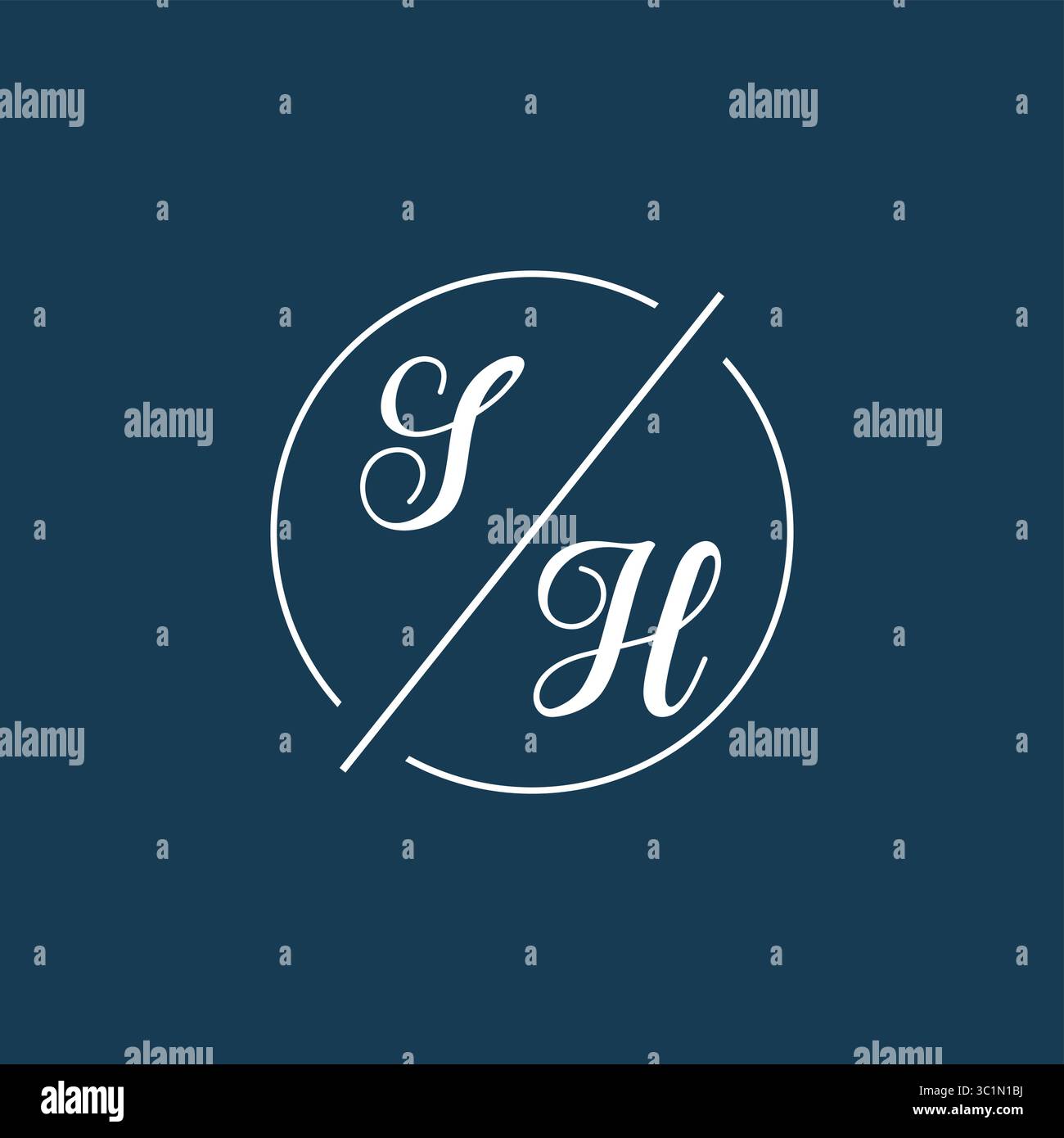 Initial letter SH logo monogram with circle line style vector graphic vector graphic Stock Vector