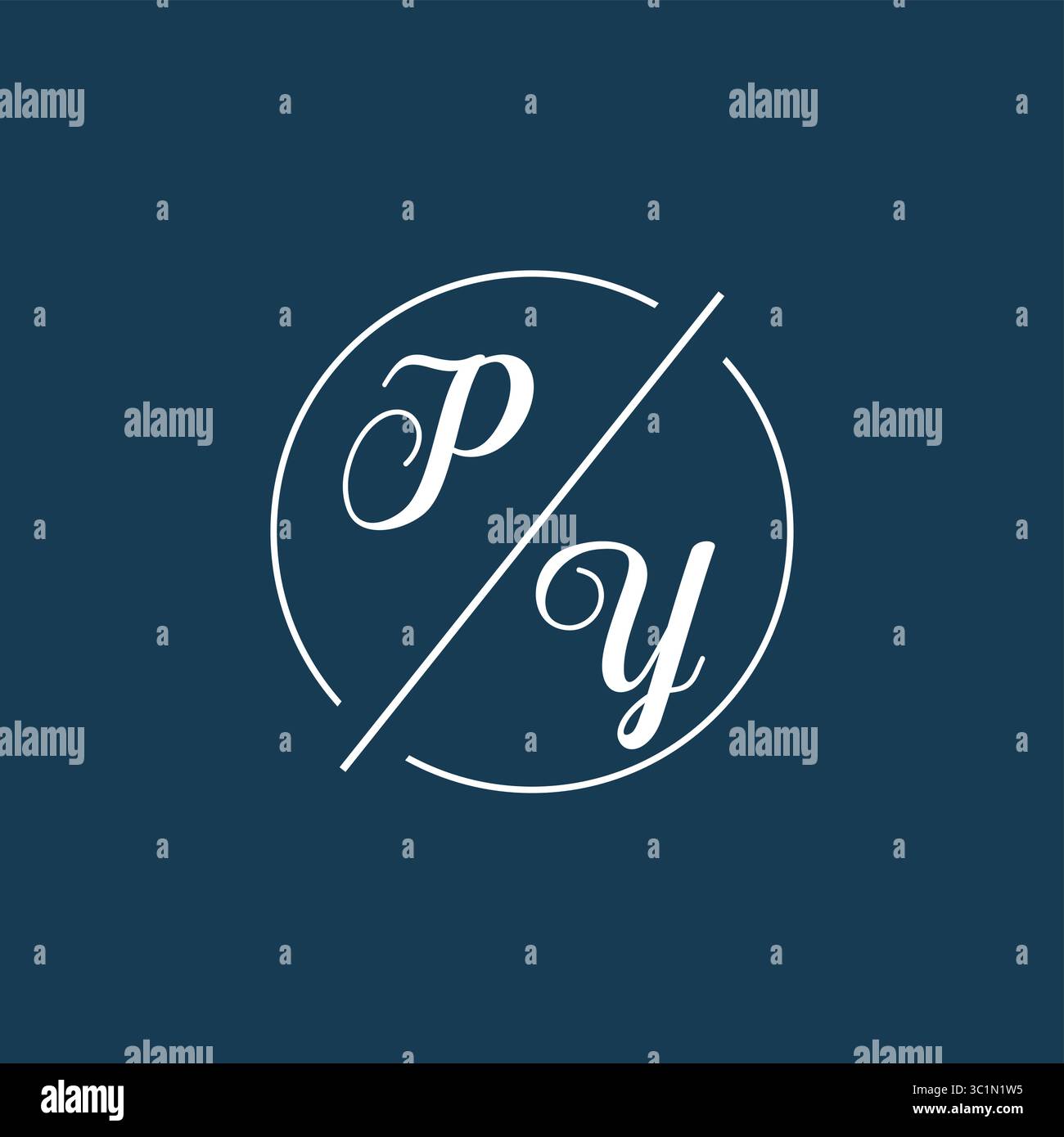 Initial letter PY logo monogram with circle line style vector graphic vector graphic Stock Vector