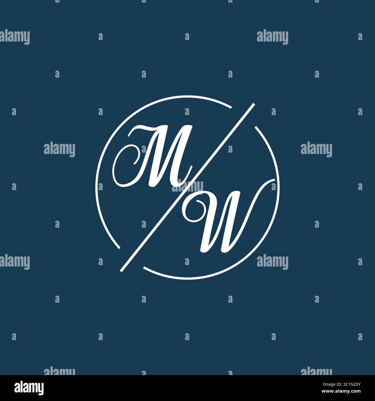 Initial letter MW logo monogram with circle line style vector graphic vector graphic Stock Vector