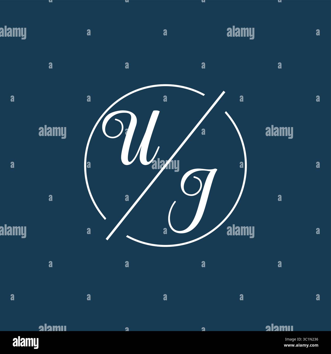 Initial letter UJ logo monogram with circle line style vector graphic vector graphic Stock Vector