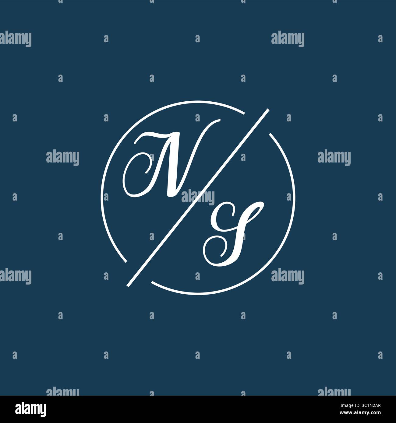 Initial letter NS logo monogram with circle line style vector graphic vector graphic Stock Vector