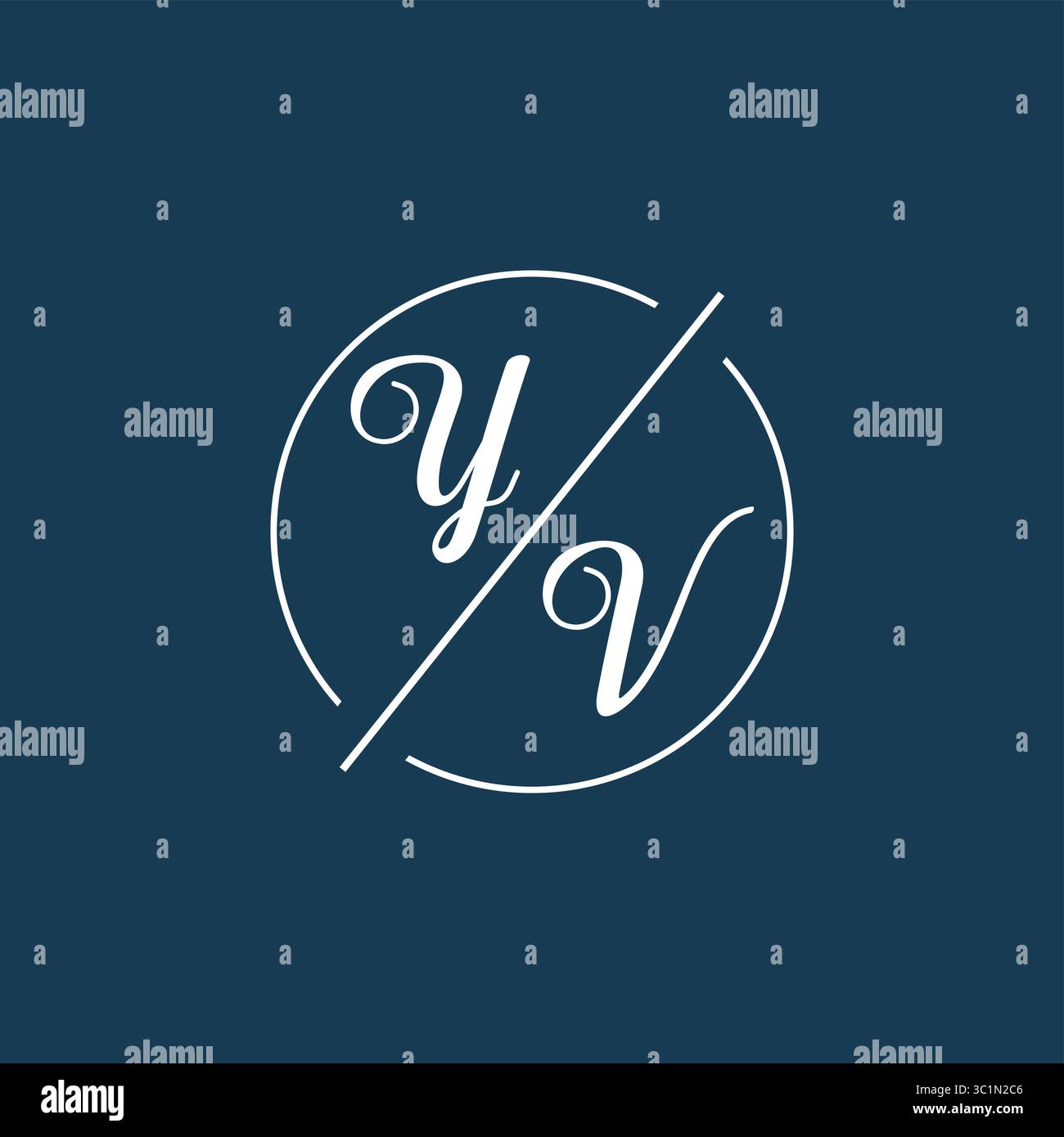 Initial letter YV logo monogram with circle line style vector graphic vector graphic Stock Vector