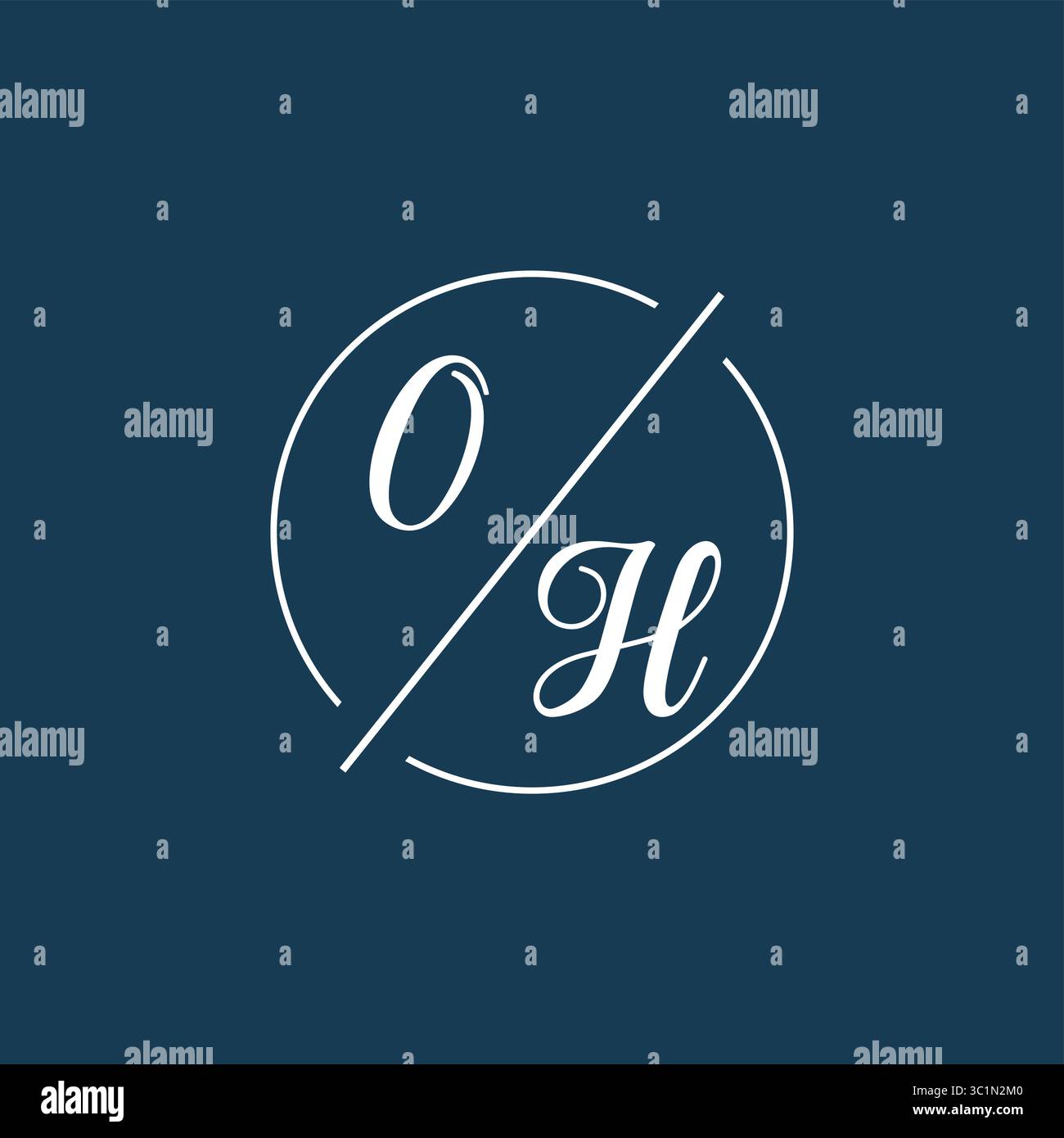 Initial letter OH logo monogram with circle line style vector graphic vector graphic Stock Vector