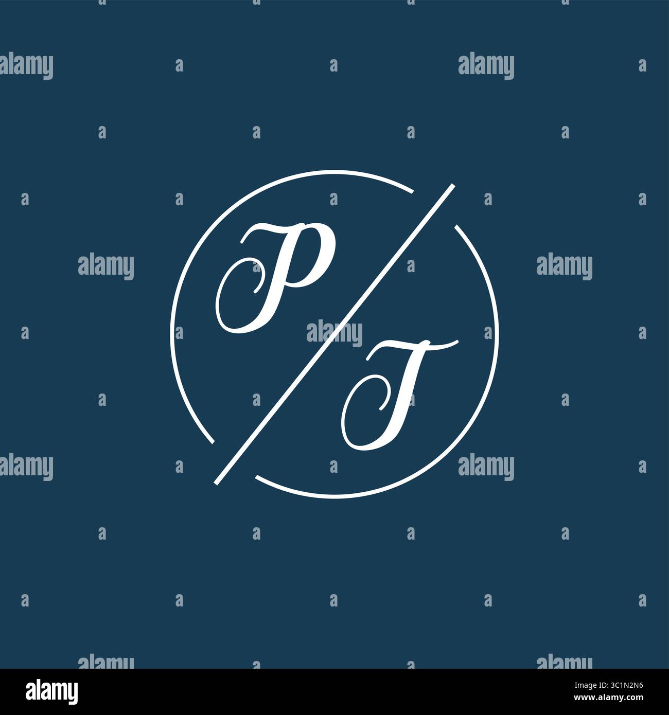 Initial letter PT logo monogram with circle line style vector graphic vector graphic Stock Vector