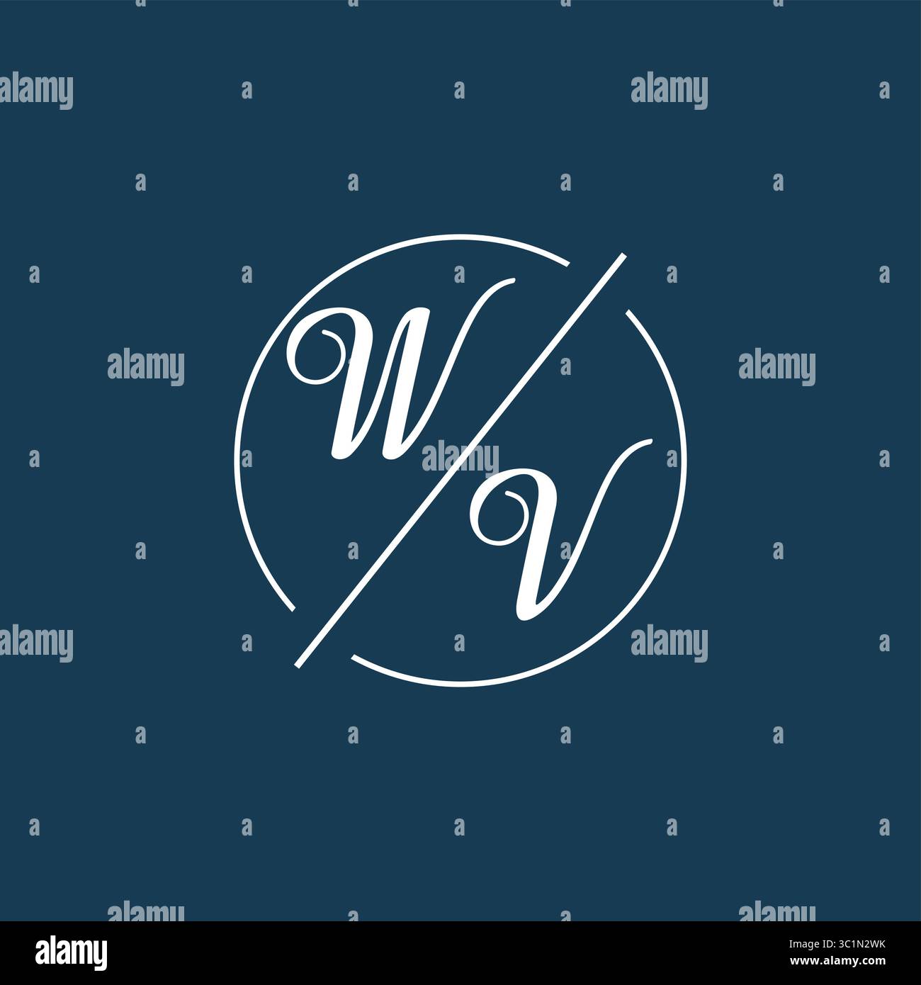 Initial letter WV logo monogram with circle line style vector graphic vector graphic Stock Vector