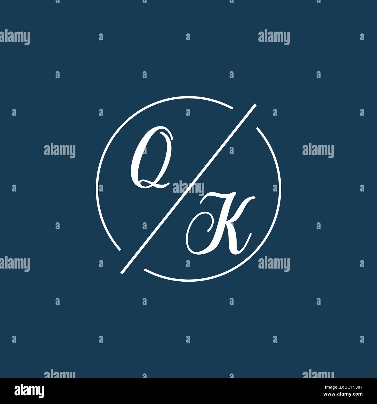 Initial letter QK logo monogram with circle line style vector graphic vector graphic Stock Vector
