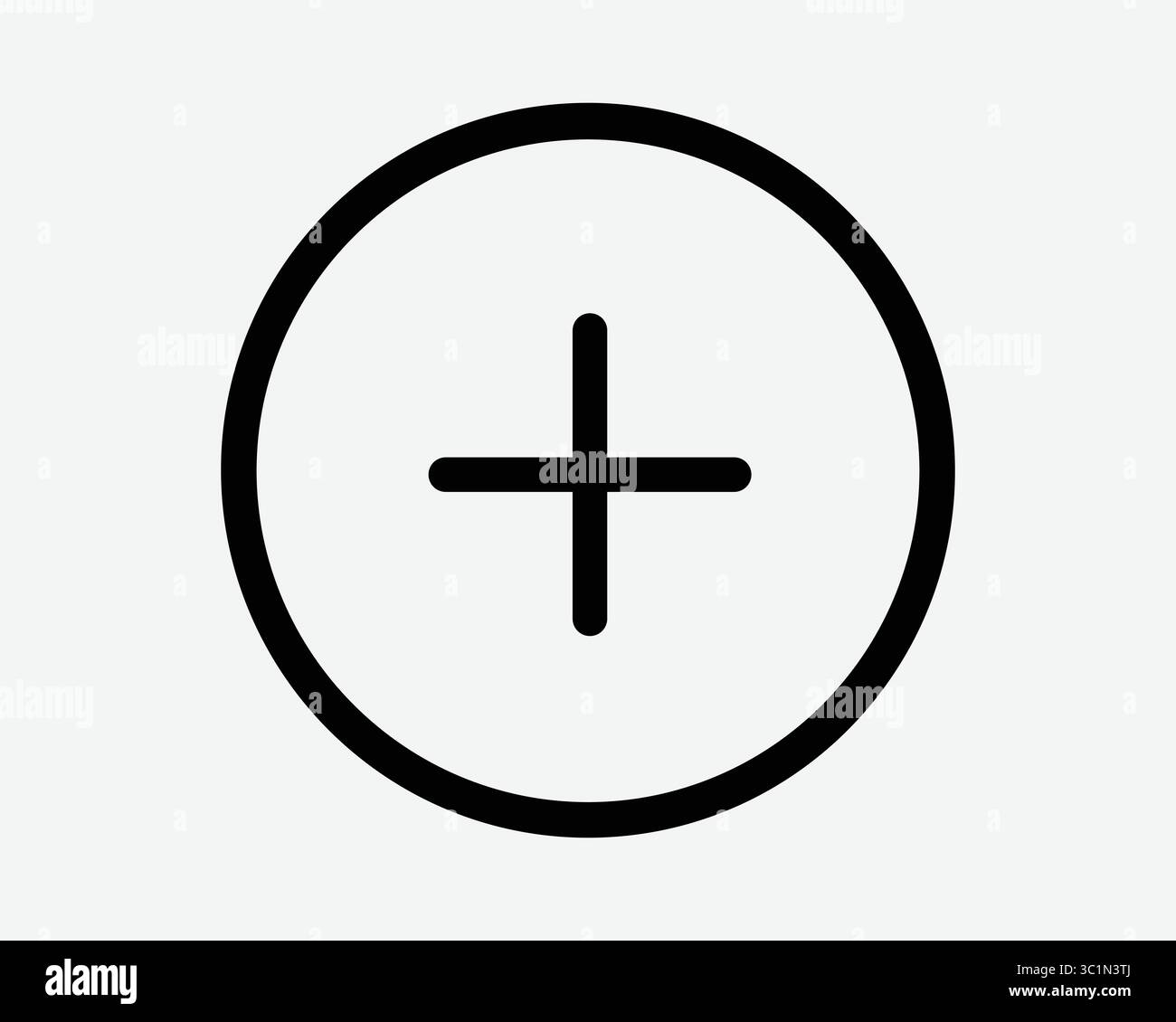 Positive Plus Add Addition Zoom In Round Button Circle Math Mathematics Sum Line Outline Sum Medicine Icon Sign Symbol Black White Illustration Graphi Stock Vector
