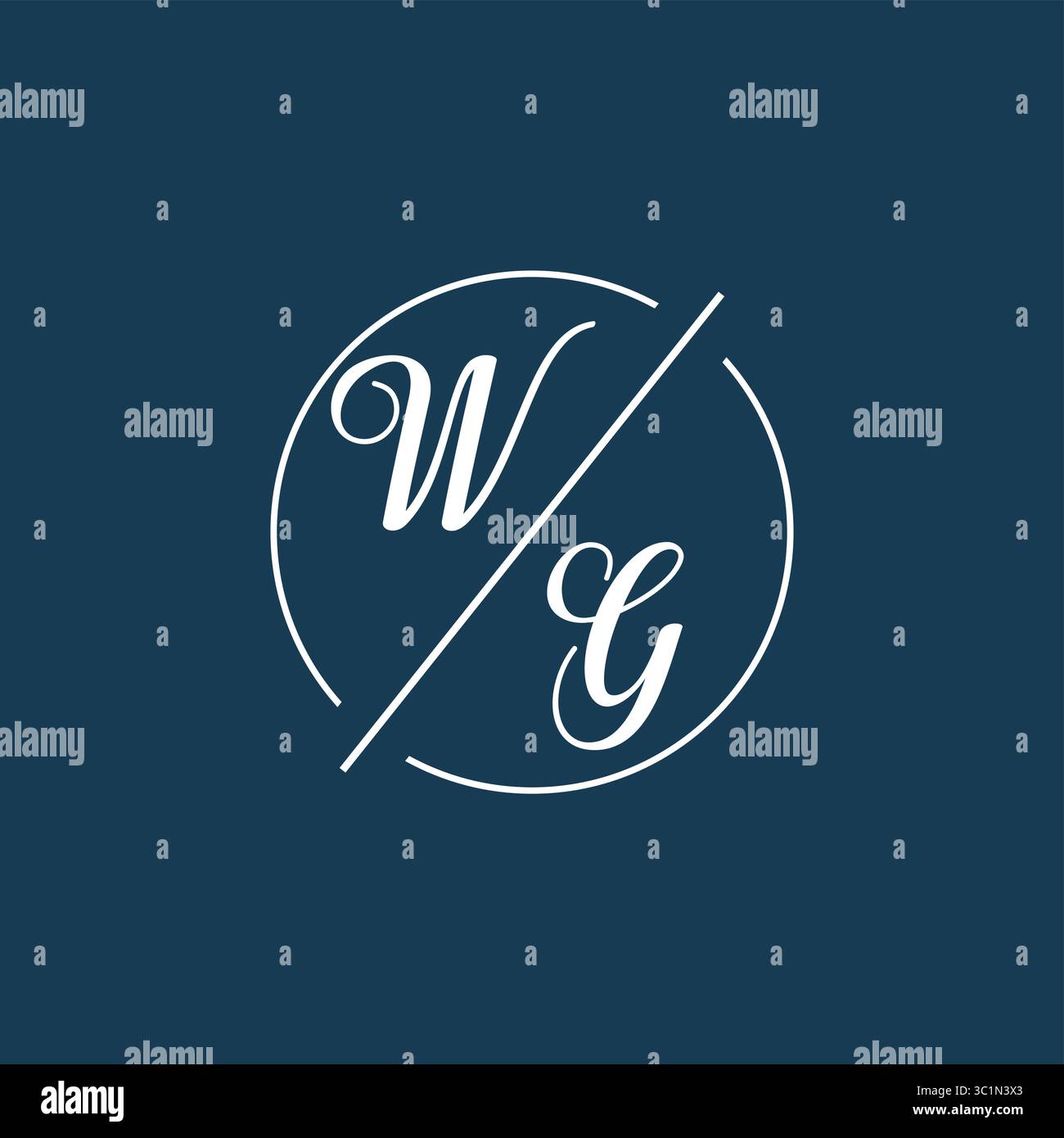 Initial letter WG logo monogram with circle line style vector graphic vector graphic Stock Vector
