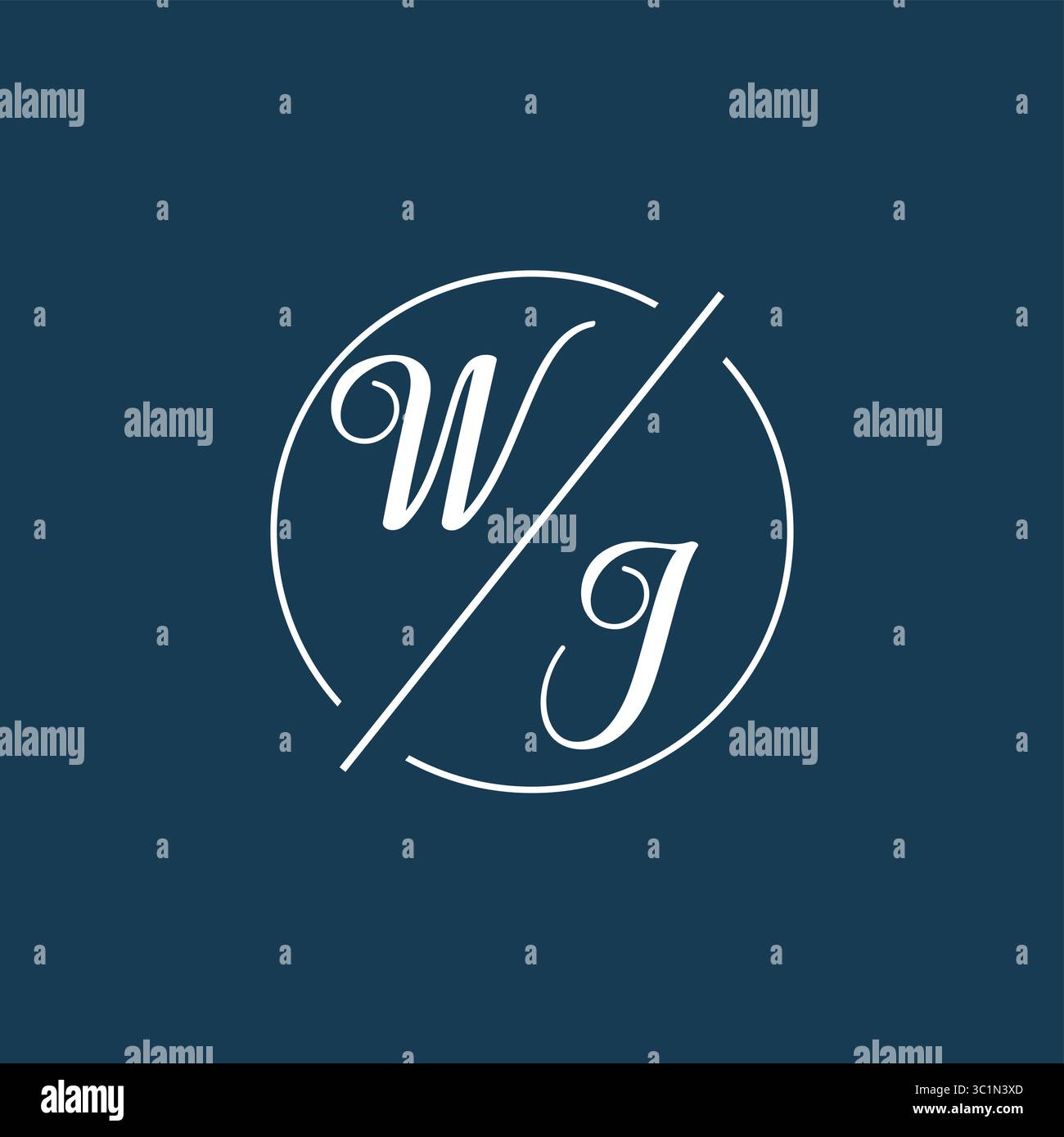 Initial letter WJ logo monogram with circle line style vector graphic vector graphic Stock Vector